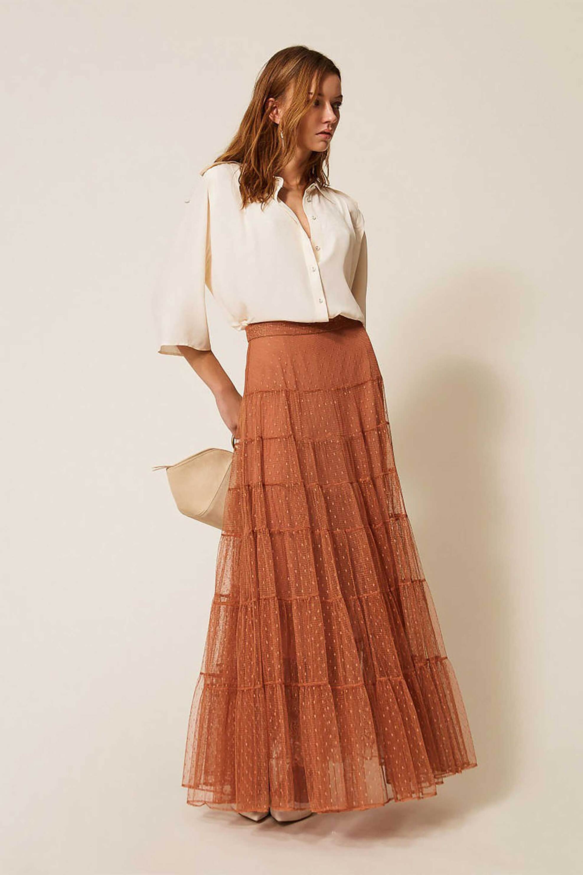 TWINSET Twinset γυναικεία maxi φούστα τούλινη - 261TP2773 Κεραμιδί