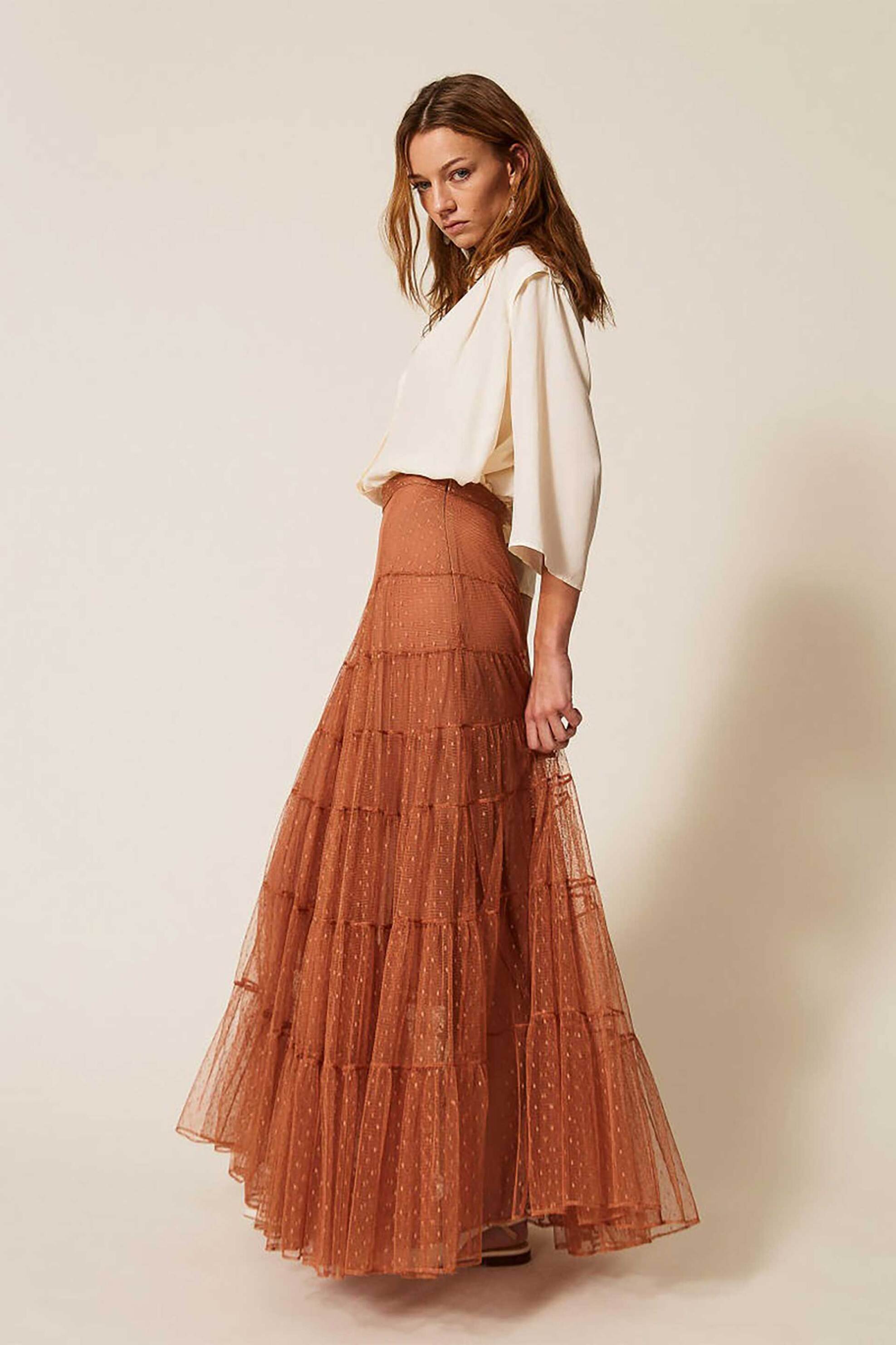 Twinset γυναικεία maxi φούστα τούλινη - 261TP2773 Κεραμιδί φωτογραφία