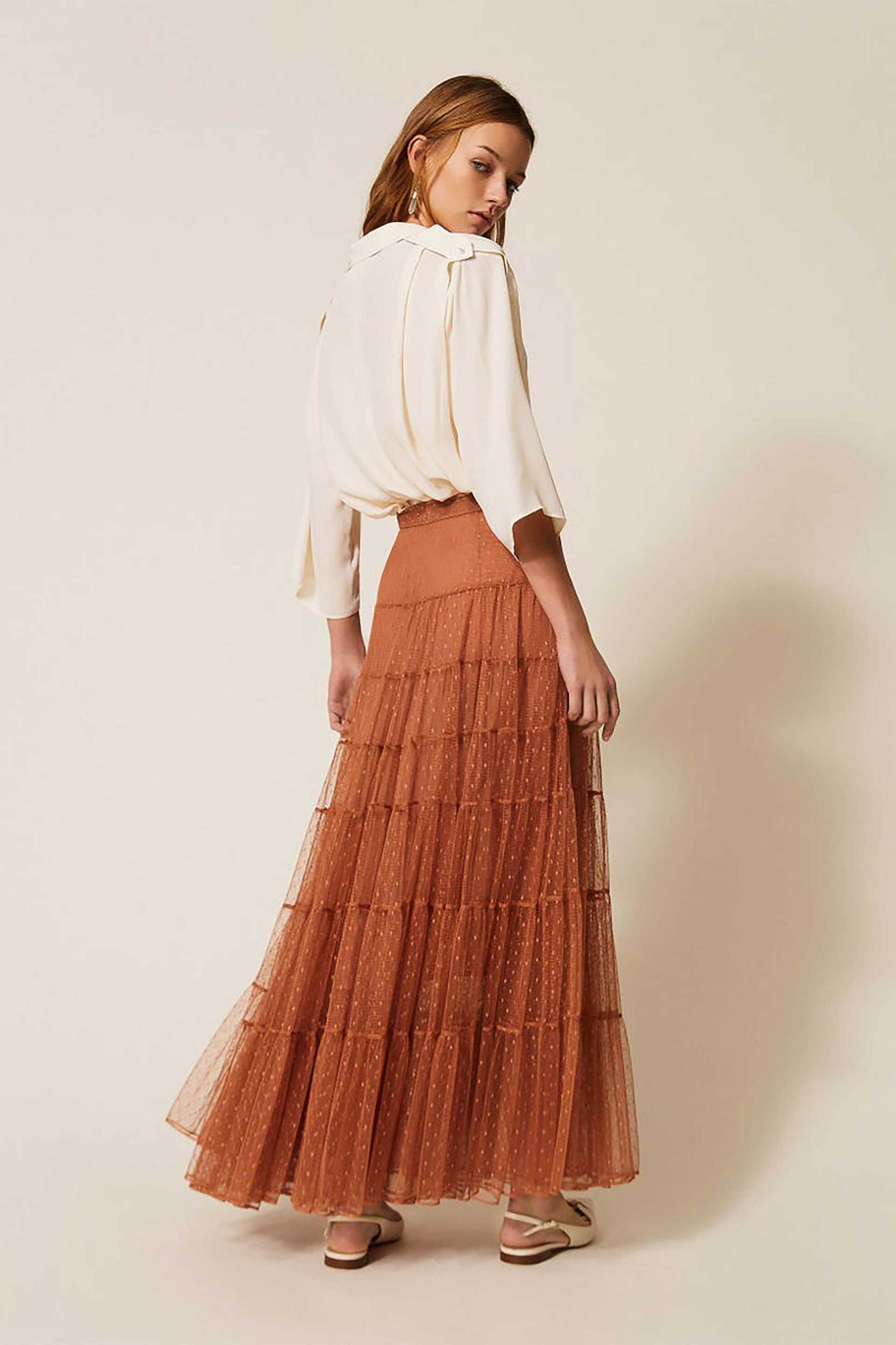 Twinset γυναικεία maxi φούστα τούλινη - 261TP2773 Κεραμιδί φωτογραφία