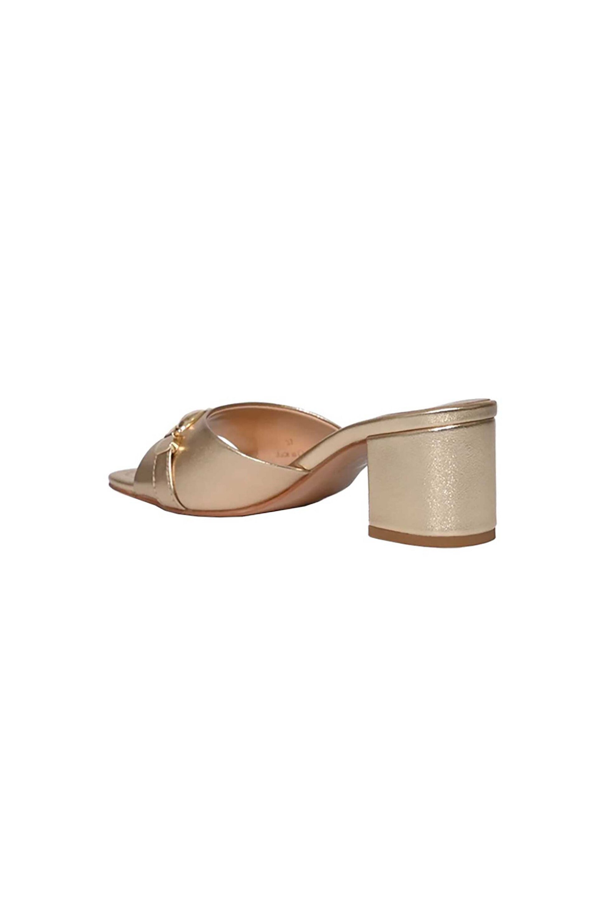 TWINSET Twinset γυναικεία δερμάτινα πέδιλα με μεταλλική λεπτομέρεια - 261TCP062 Χρυσό - 3