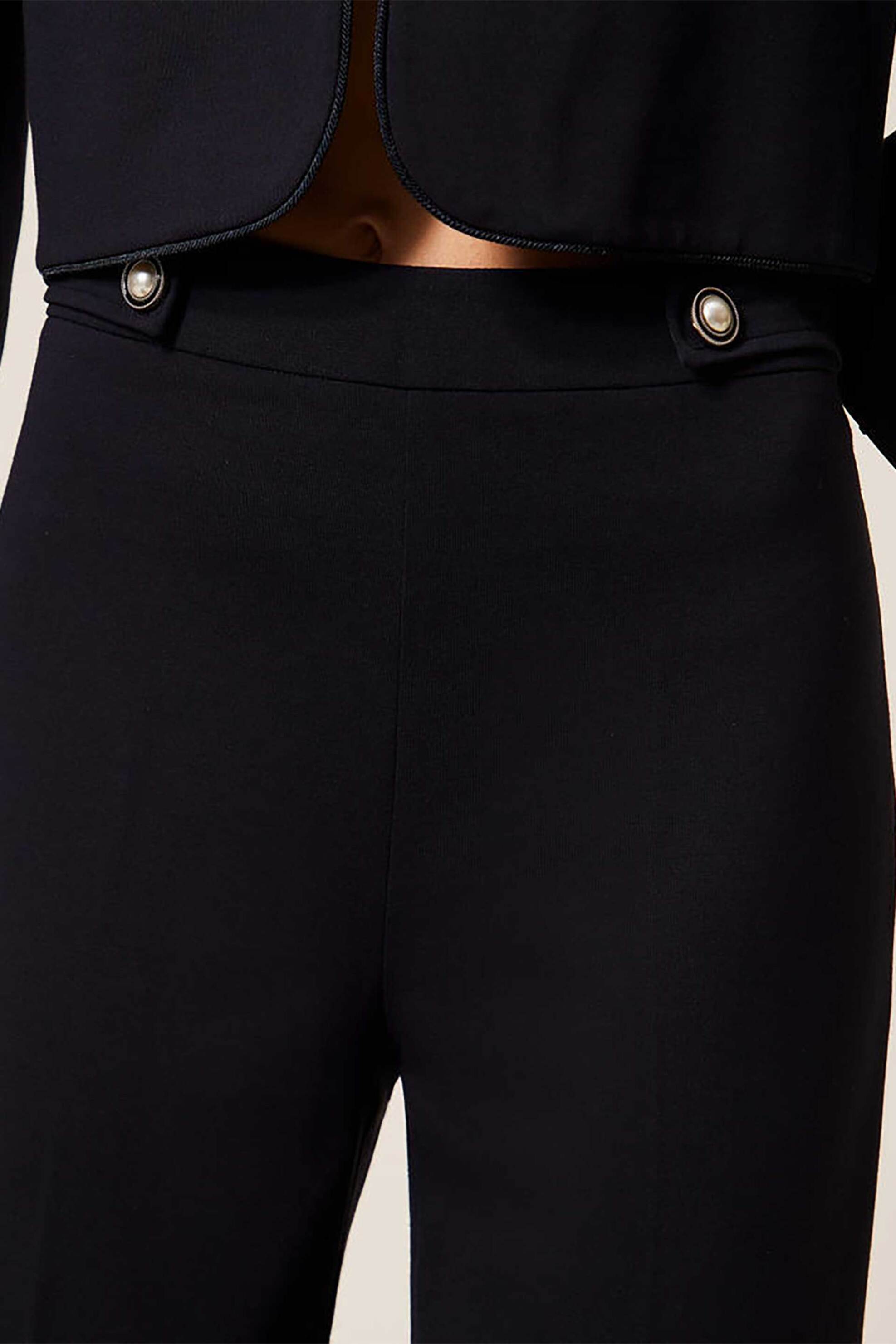 TWINSET Twinset γυναικείο παντελόνι μονόχρωμο Wide Fit - 261TP2144 Μπλε Σκούρο - 2