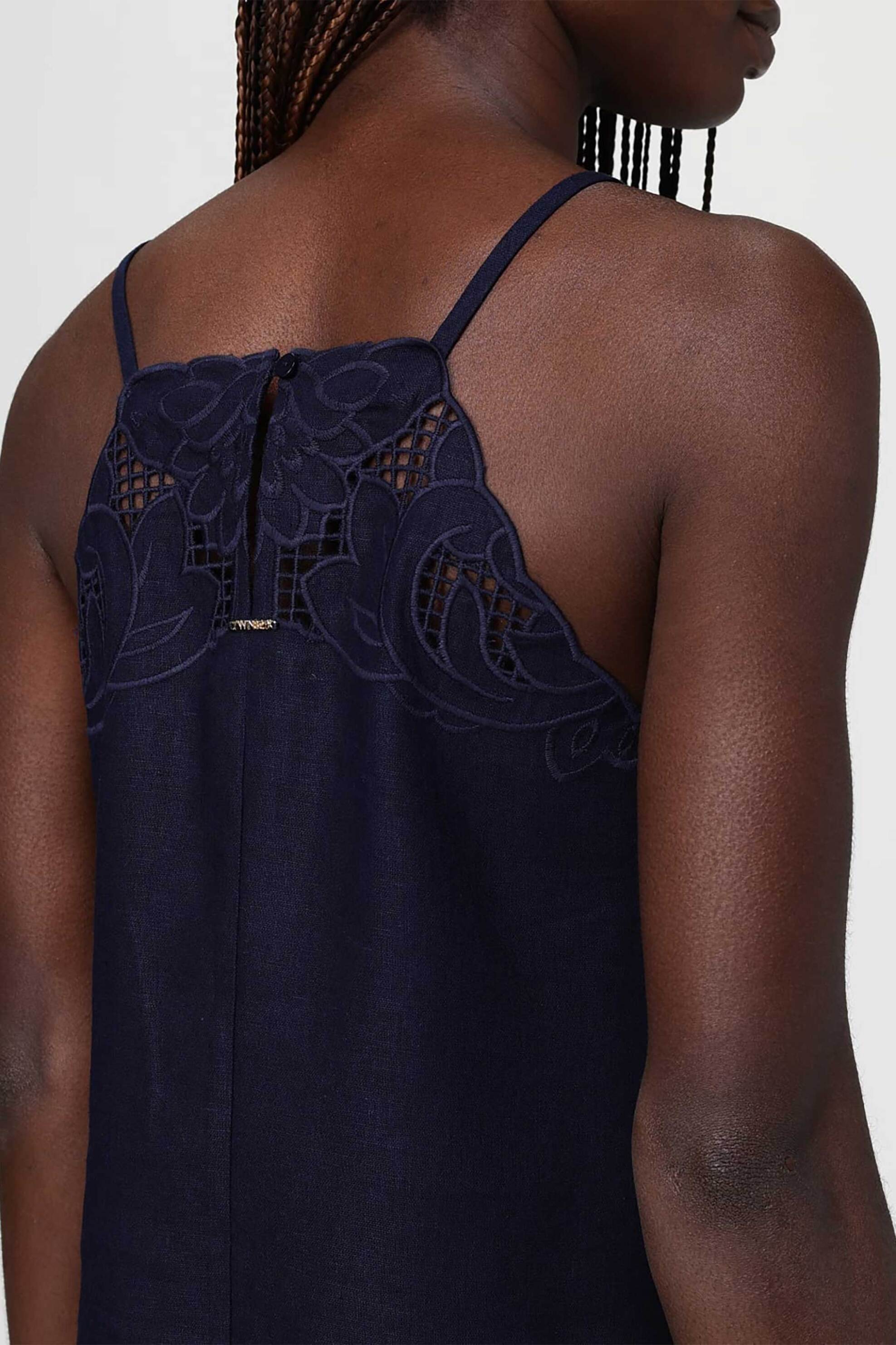 TWINSET Twinset γυναικείο τοπ αμάνικο με δαντέλα - 261TP2311 Μπλε Σκούρο - 2