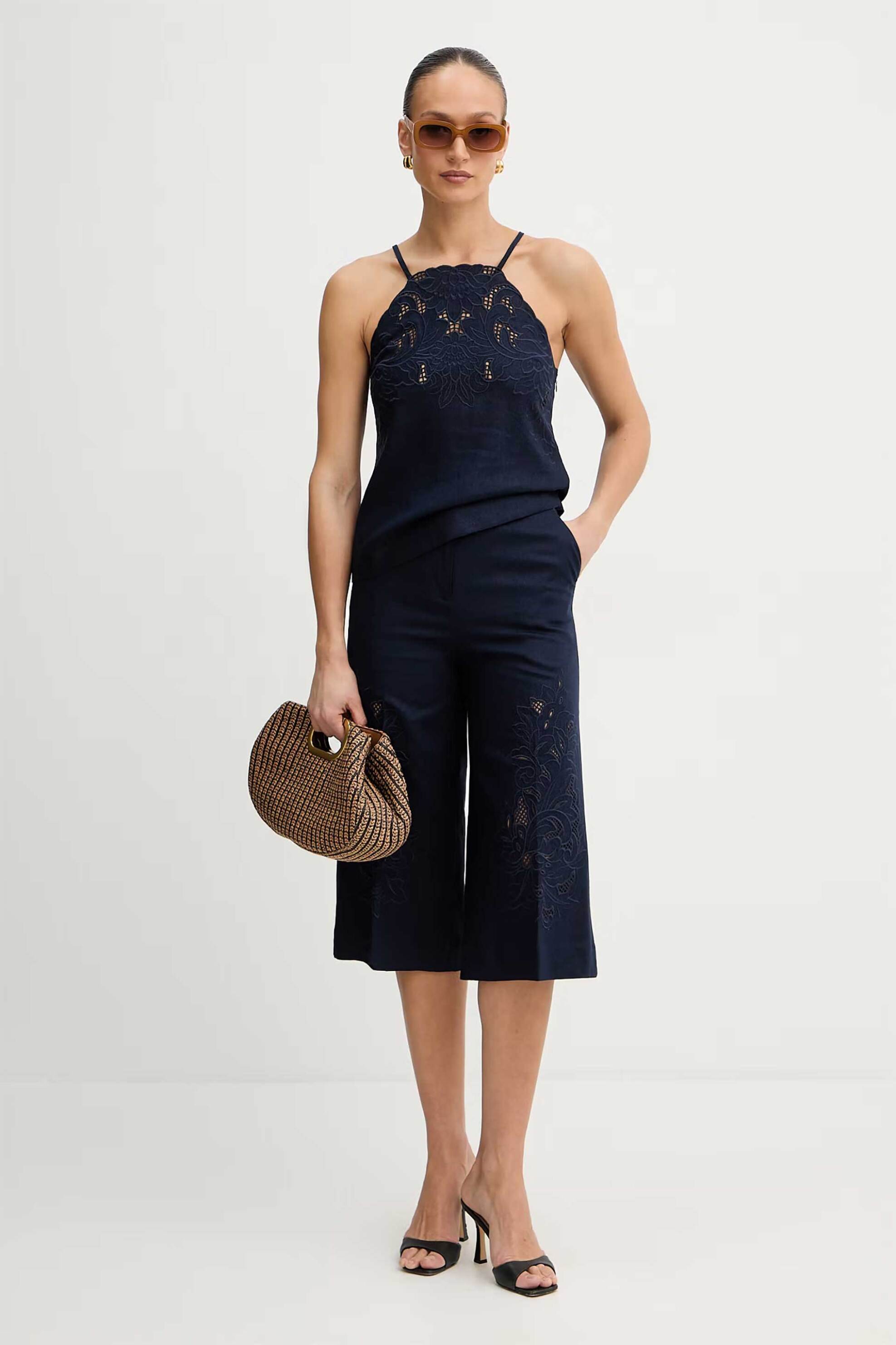 TWINSET Twinset γυναικεία βερμούδα με δαντέλα - 261TP2313 Μπλε Σκούρο