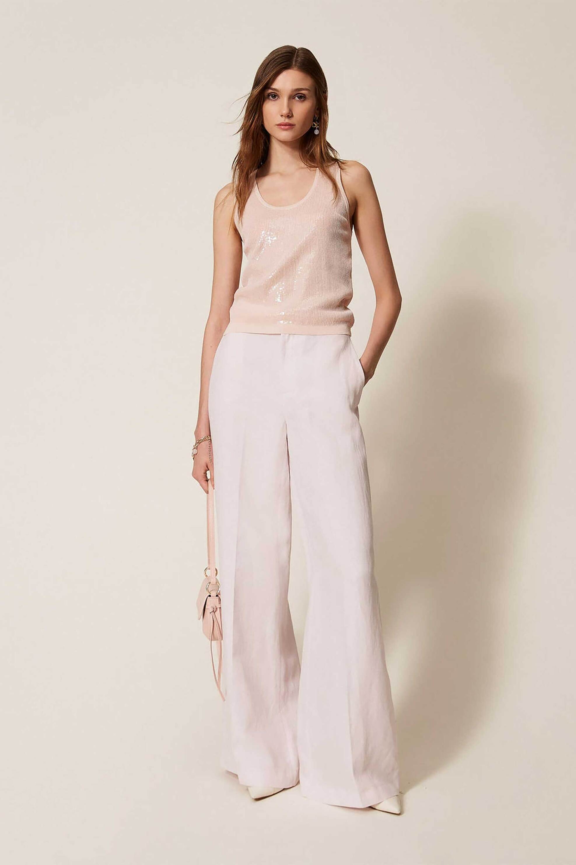 TWINSET Twinset γυναικείο τοπ με παγιέτα - 261TP3301 Ροζ