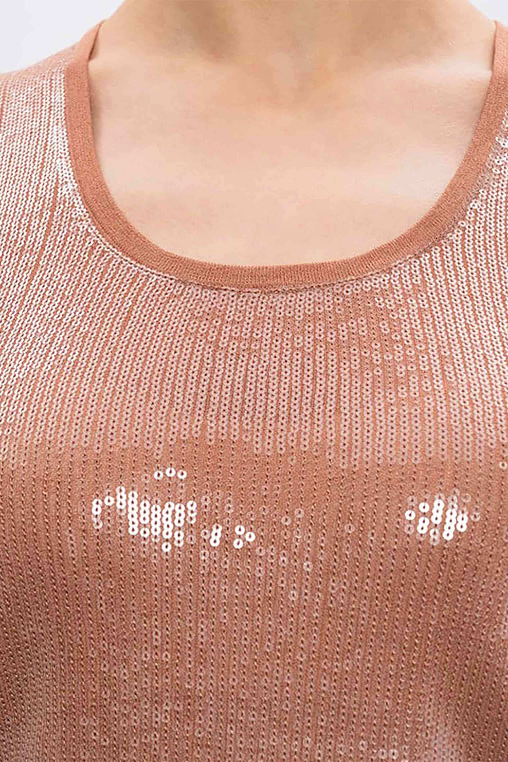 Twinset γυναικείο τοπ με παγιέτα - 261TP3301 Κεραμιδί