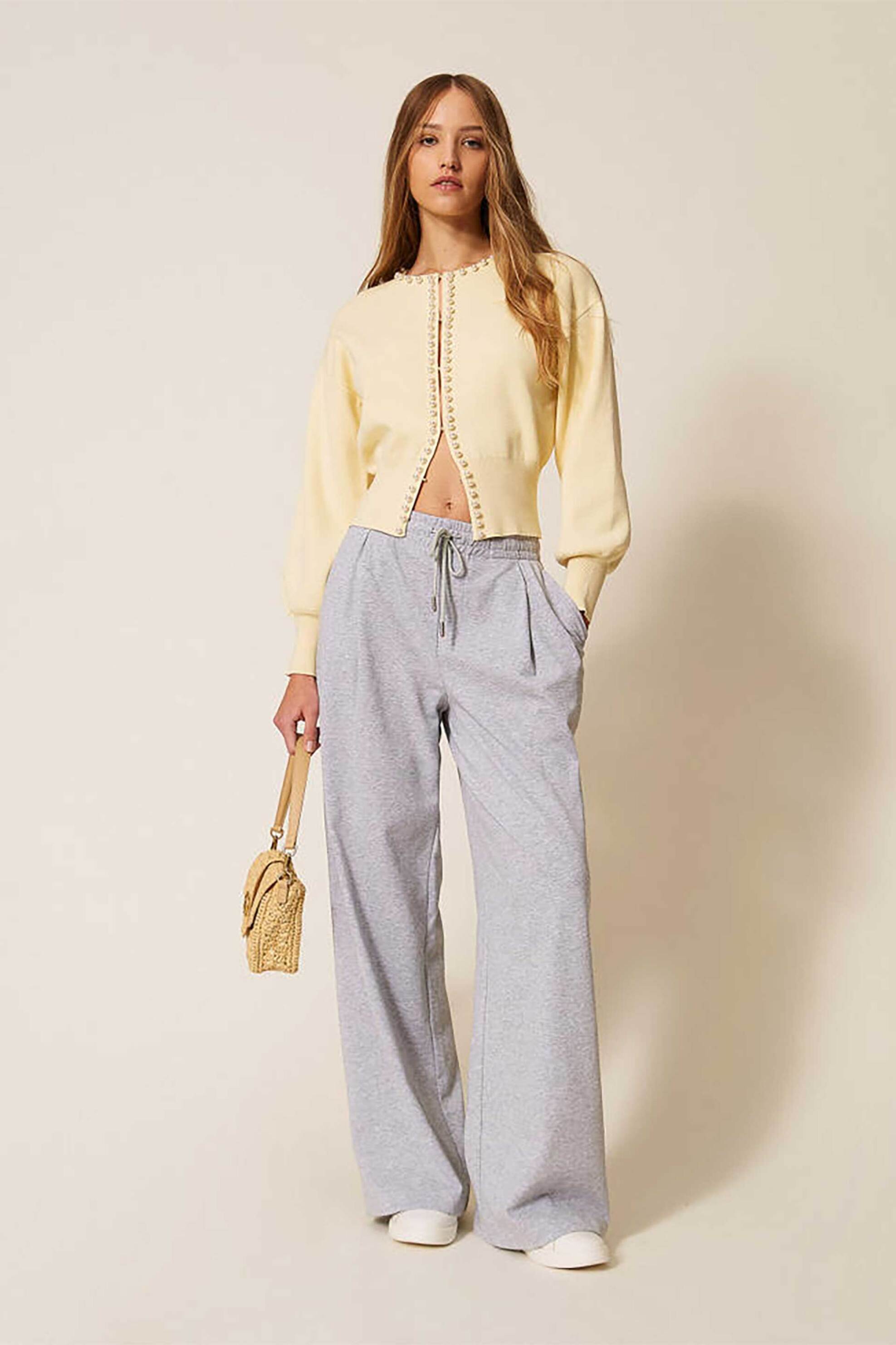 TWINSET Twinset γυναικείο παντελόνι φόρμας Wide Leg - 261LL2BHH Γκρι