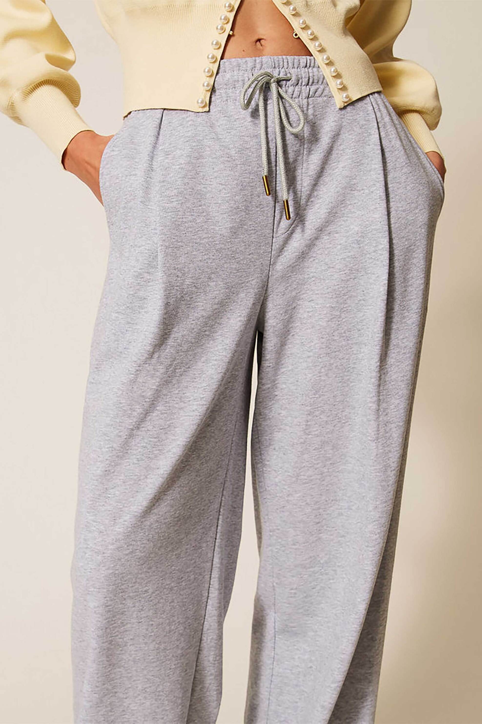 Twinset γυναικείο παντελόνι φόρμας Wide Leg - 261LL2BHH Γκρι