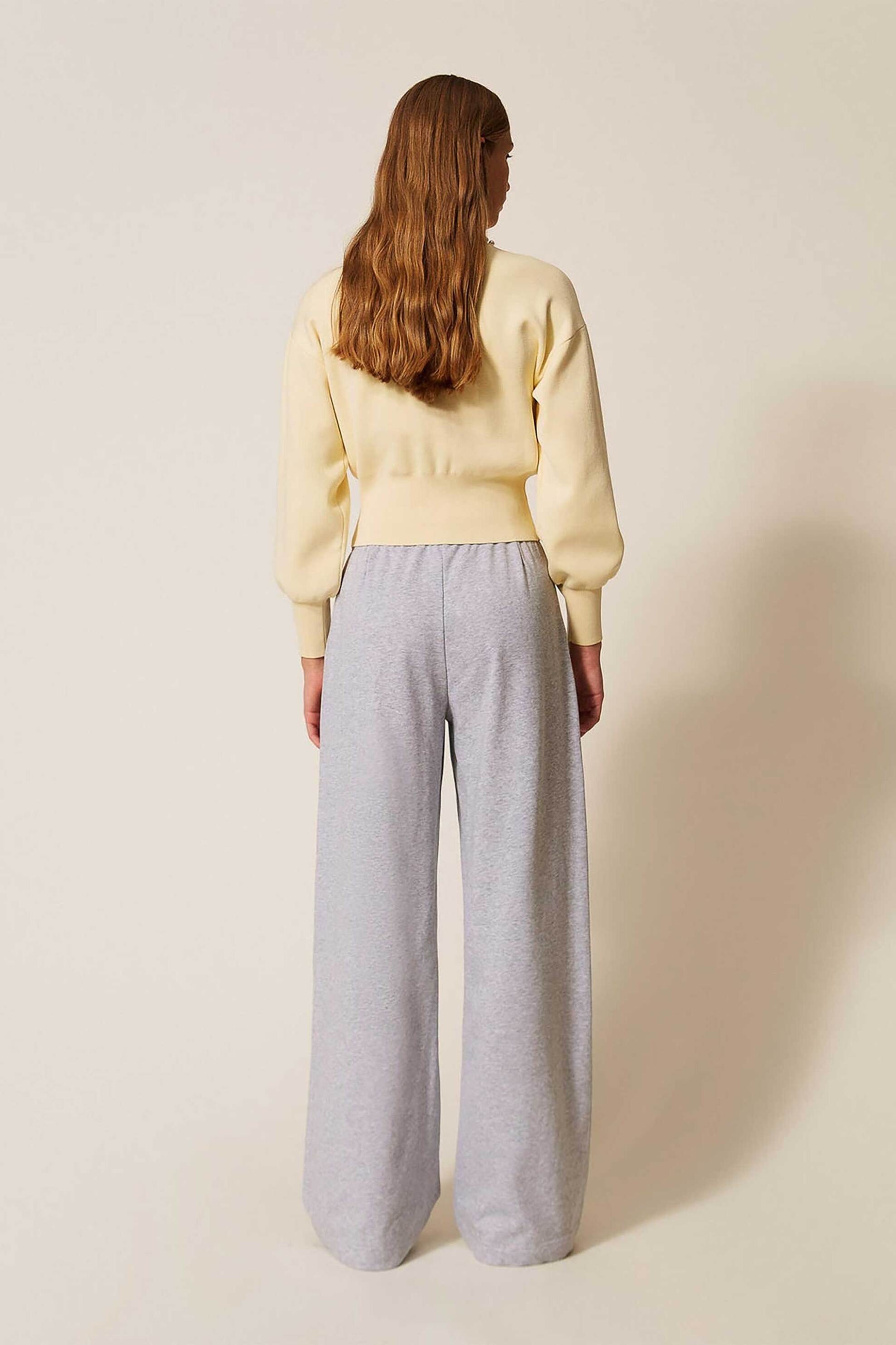 Twinset Γυναικείο Παντελόνι Φόρμας Wide Leg - 261Ll2Bhh Γκρι