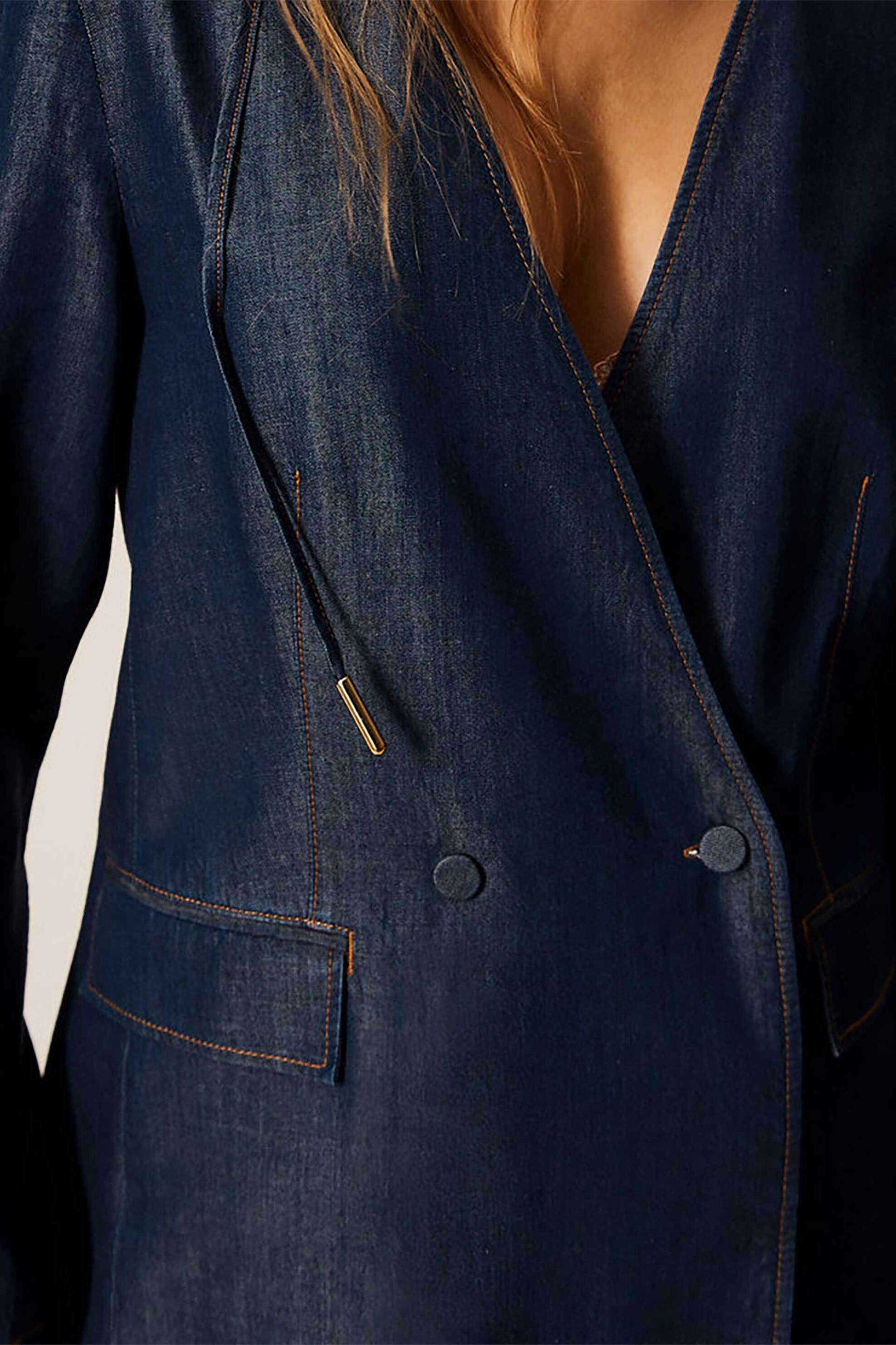 Twinset γυναικείο σακάκι denim με κουκούλα - 261LL2QAA Μπλε