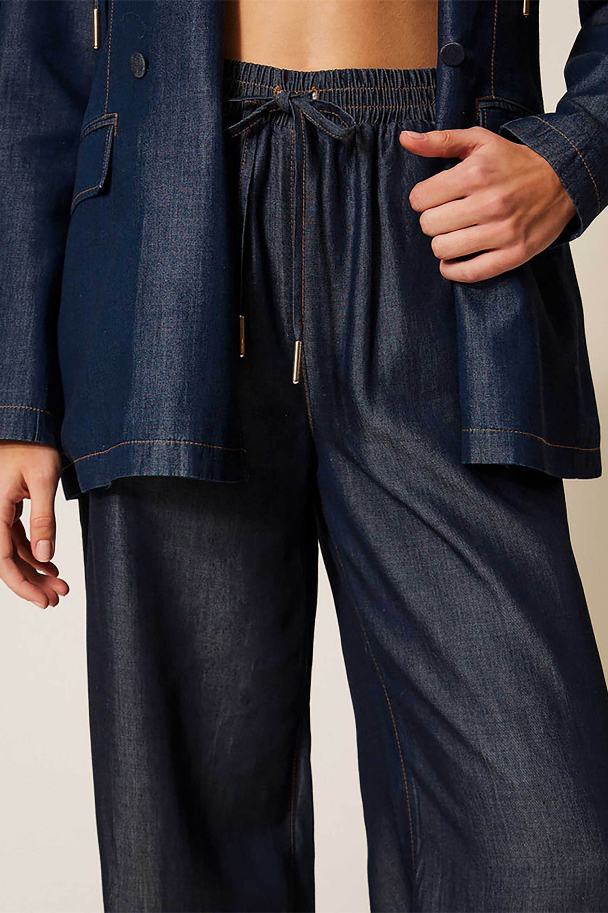 Twinset γυναικείο denim παντελόνι Wide Leg - 261LL2QGG Μπλε