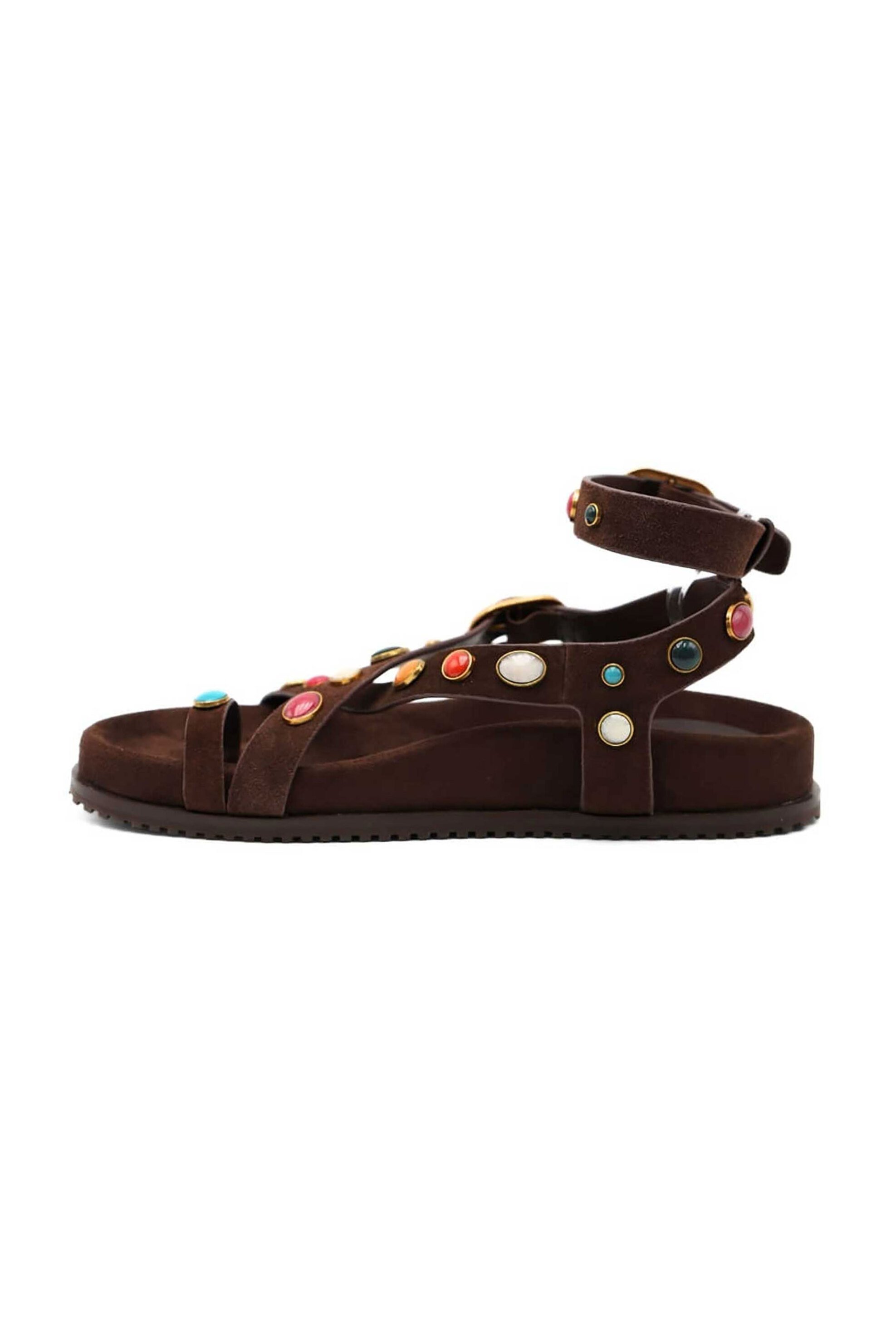 TWINSET Twinset γυναικεία πέδιλα με πέτρες - 261TGT066 Καφέ - 2
