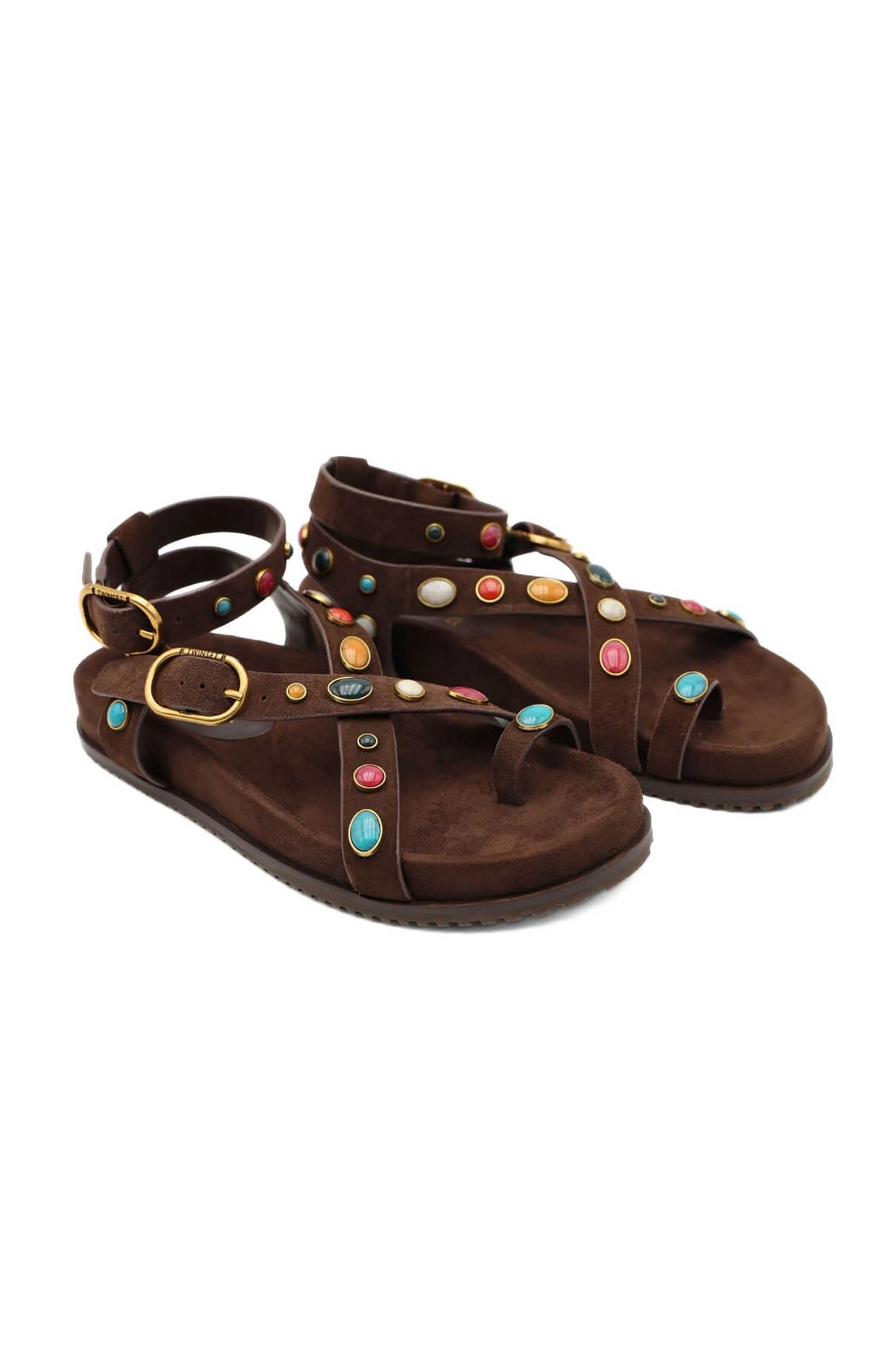 TWINSET Twinset γυναικεία πέδιλα με πέτρες - 261TGT066 Καφέ - 3