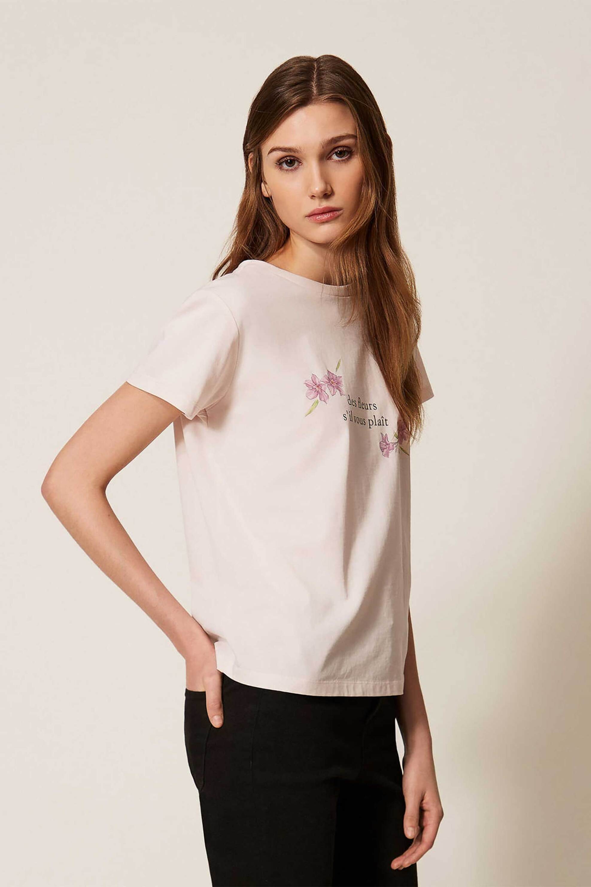 Twinset γυναικείο T-shirt με floral print - 261TP2341 Ροζ
