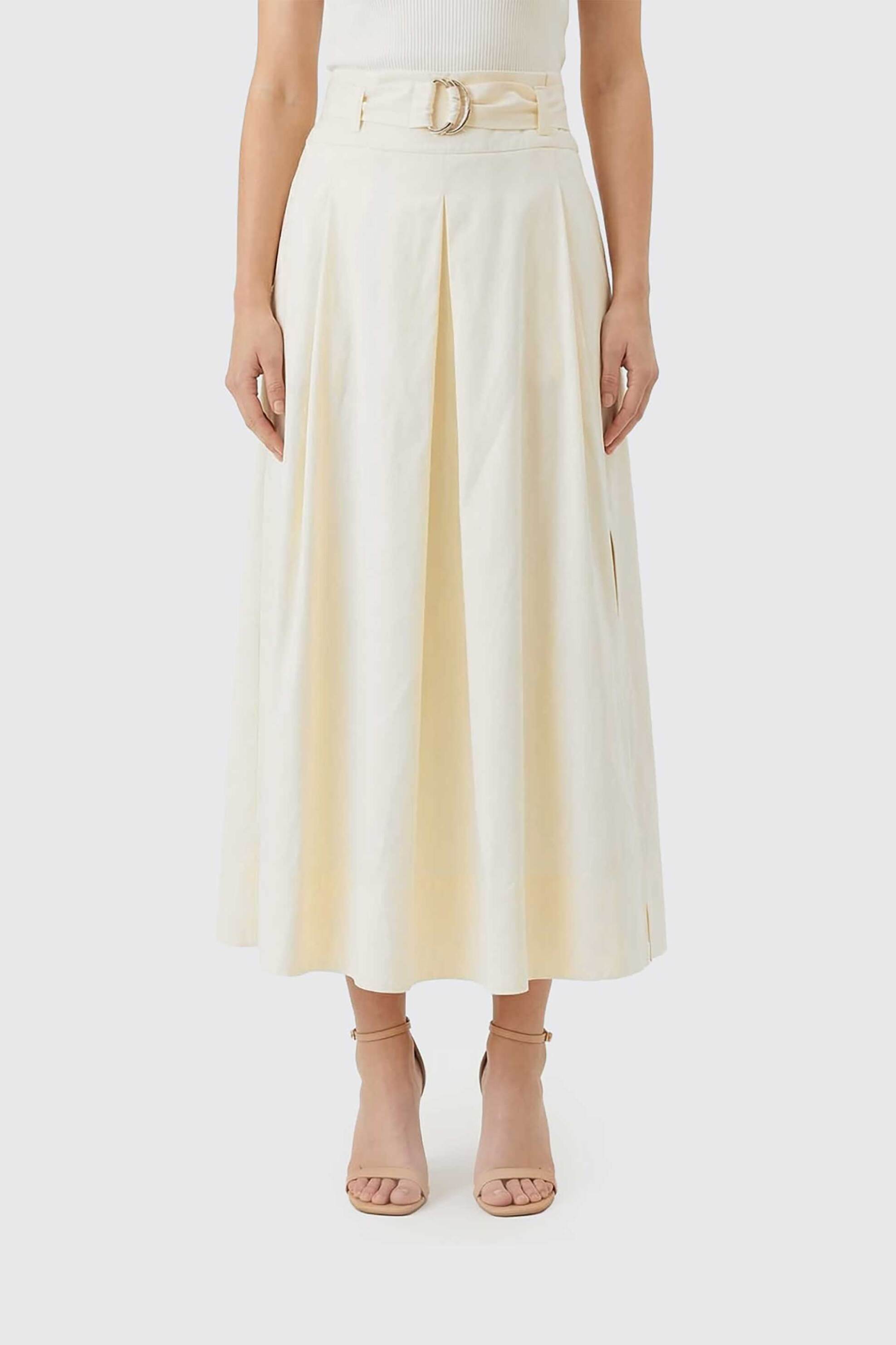 TWINSET Twinset γυναικεία midi φούστα με ζώνη Flared - 261TP2533 Εκρού
