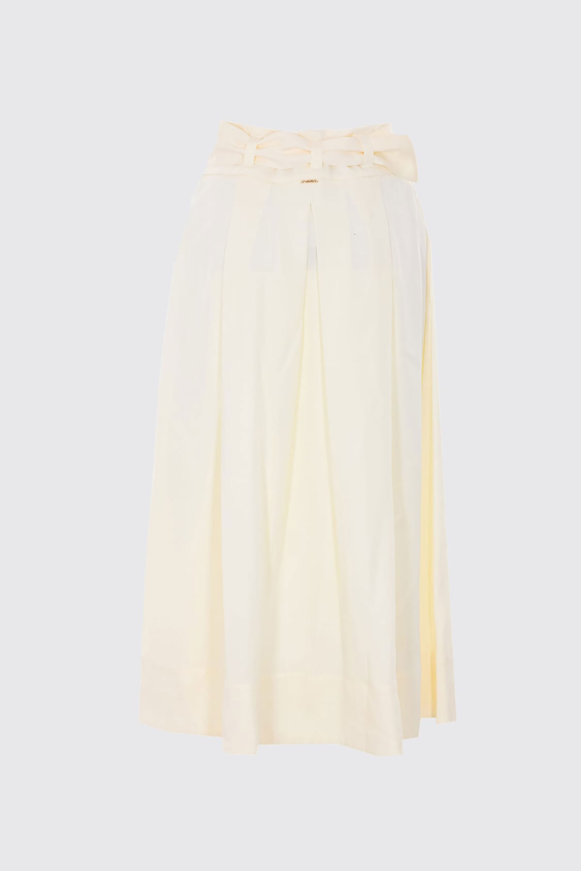 TWINSET Twinset γυναικεία midi φούστα με ζώνη Flared - 261TP2533 Εκρού - 3