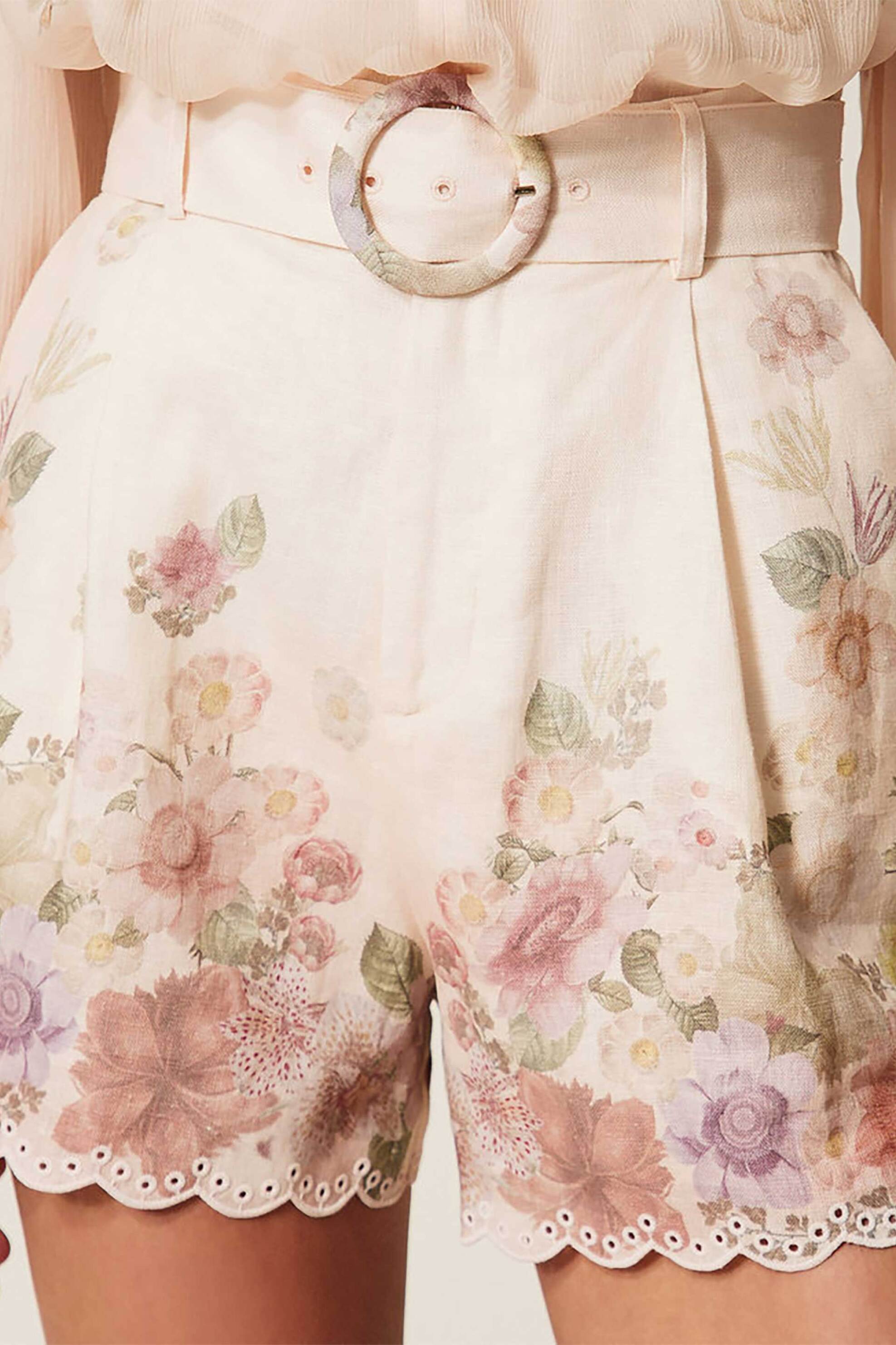 TWINSET Twinset γυναικείο σορτς λινό με floral σχέδιο - 261TT2572 Ροζ - 2