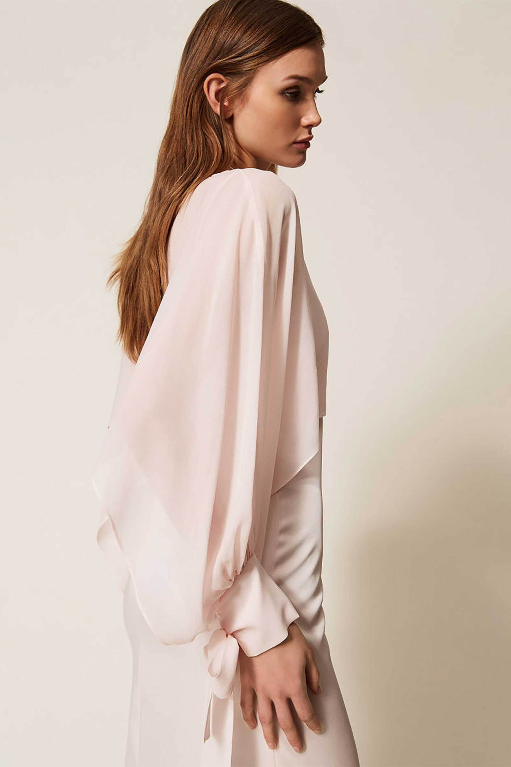 Twinset γυναικεία cropped μπλούζα με balloon μανίκια - 261TP2791 Ροζ φωτογραφία