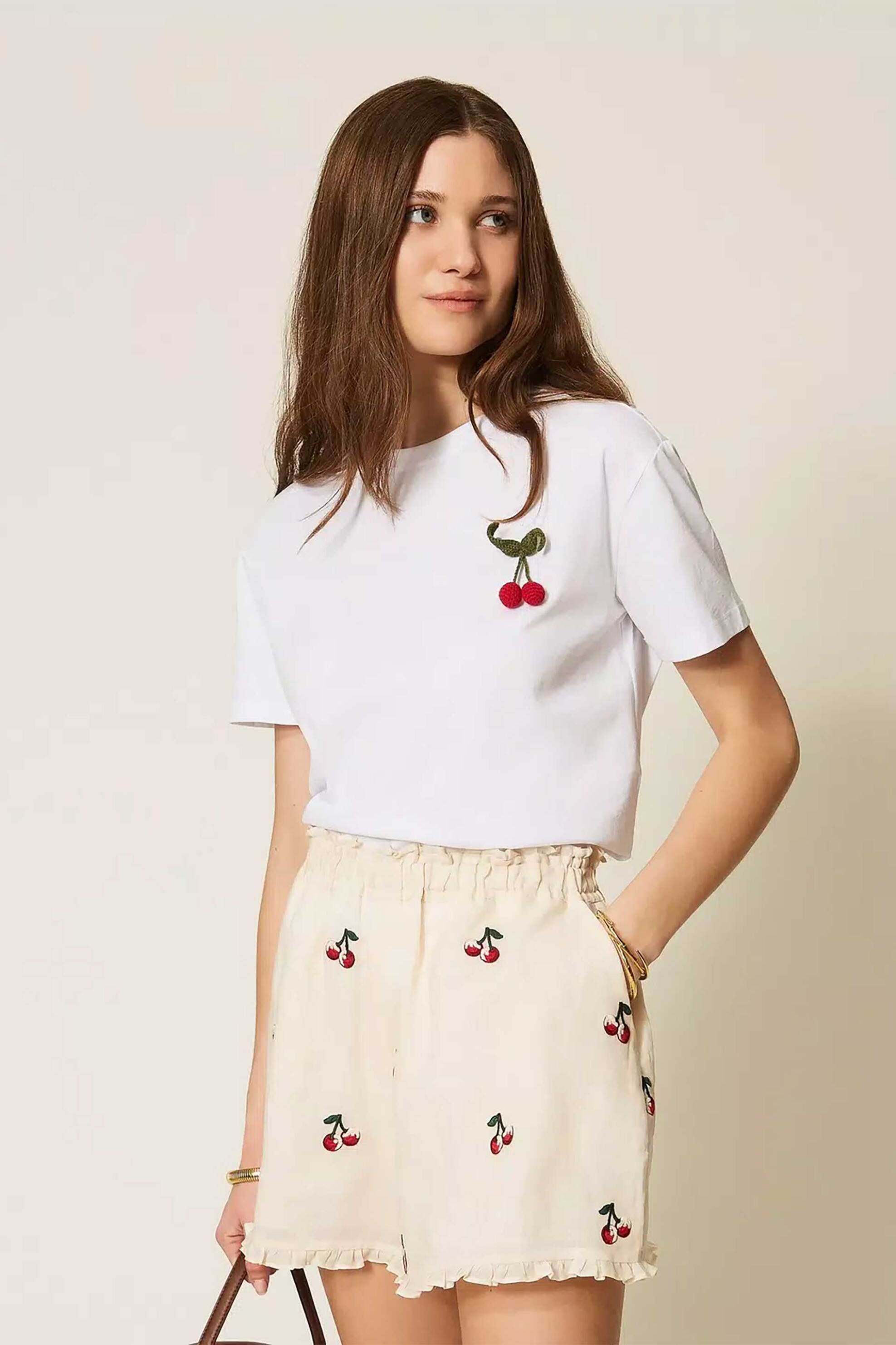 Twinset γυναικείο T-shirt με καρφίτσα - 261TT2271 Λευκό