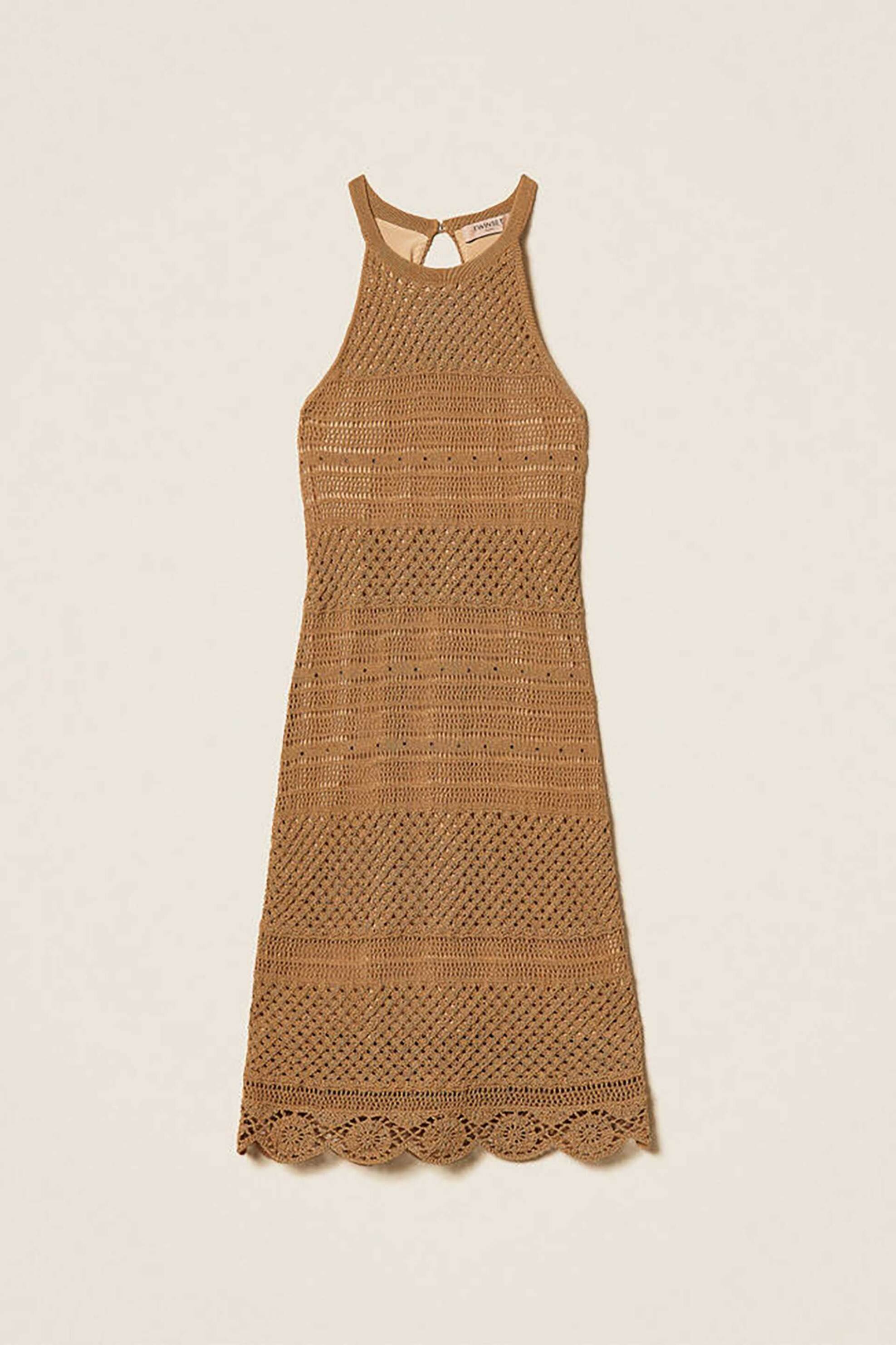 Twinset Γυναικείο Mini Φόρεμα Πλεκτό - 261Tt3170 Καφέ Latte