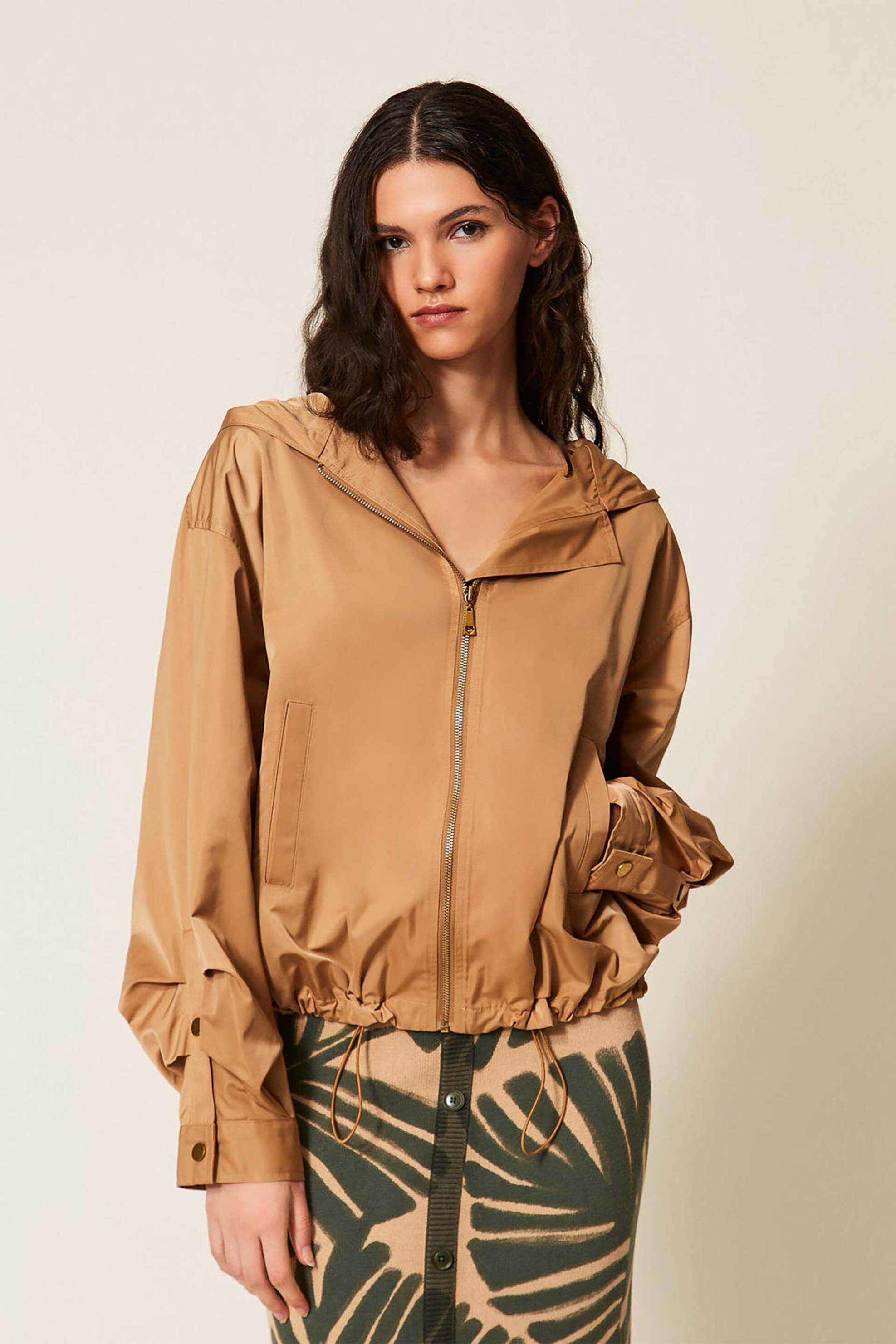 TWINSET Twinset γυναικείο jacket με κουκούλα - 261LL2RAA Κεραμιδί