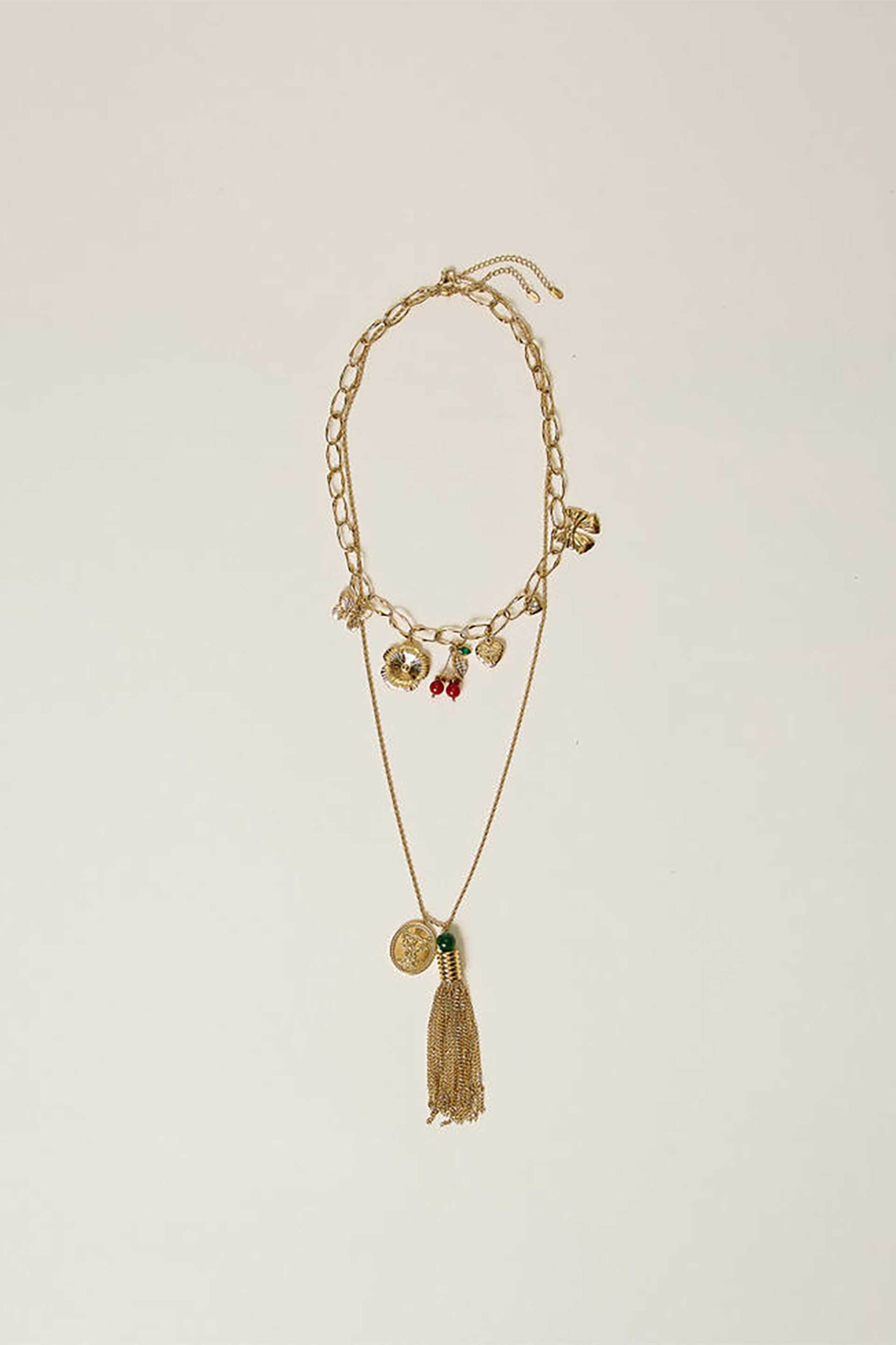 Twinset γυναικείο κολιέ με διπλή αλυσίδα και charms - 261TO5451 Χρυσό