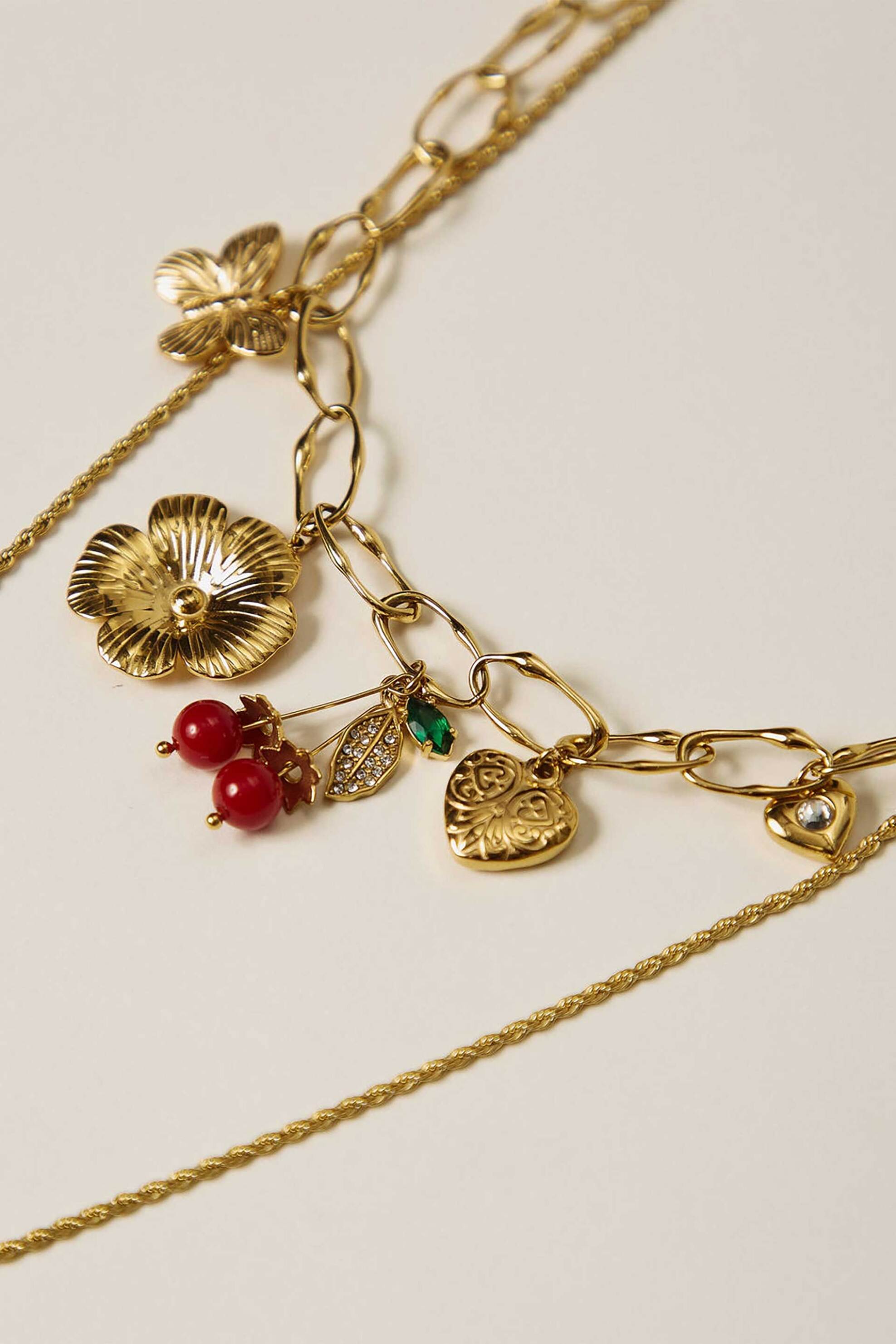 Twinset Γυναικείο Κολιέ με Διπλή Αλυσίδα Και Charms - 261To5451 Χρυσό
