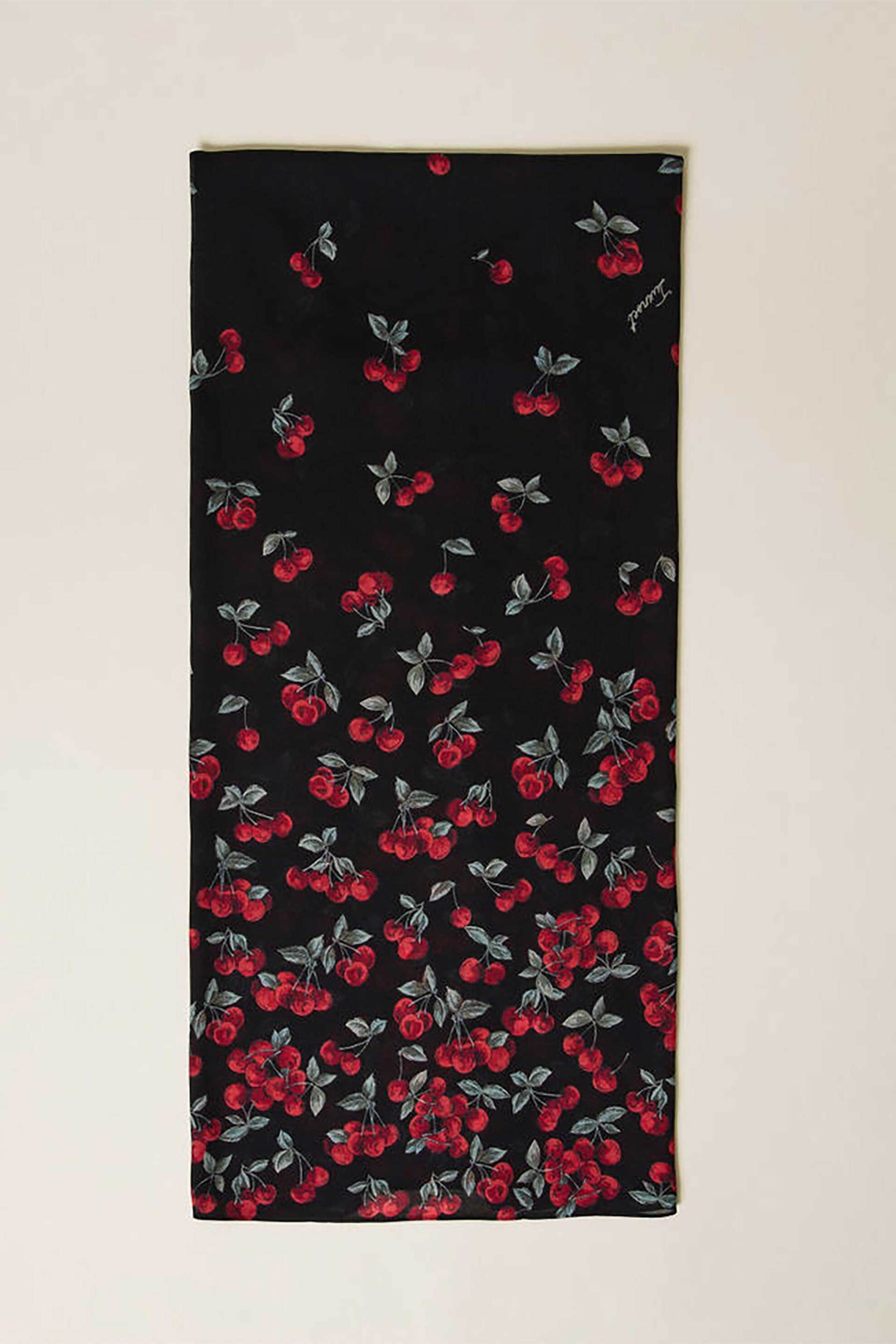 TWINSET Twinset γυναικείο κασκόλ με cherry print - 261TO5520 Μαύρο