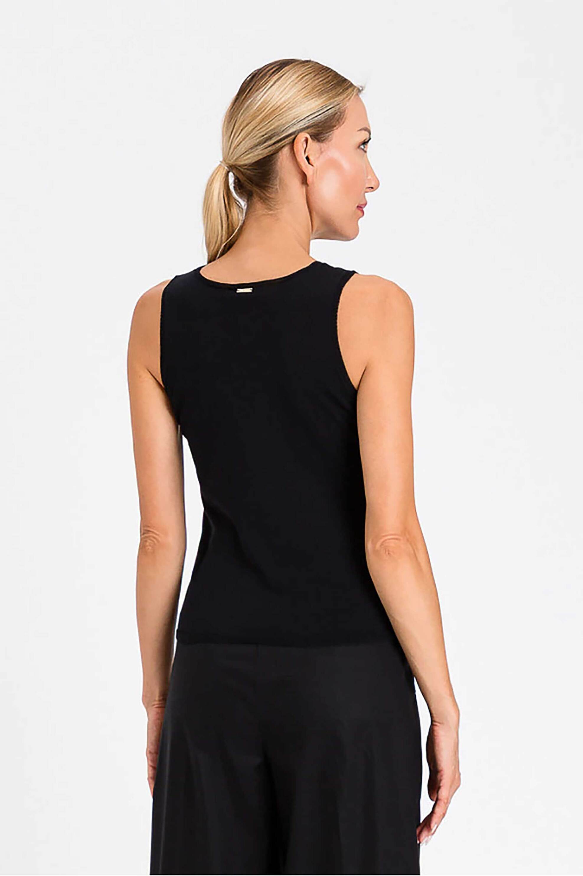 TWINSET Twinset γυναικείο τοπ αμάνικο με σχέδιο στην πλέξη - 261TT3151 Μαύρο - 3