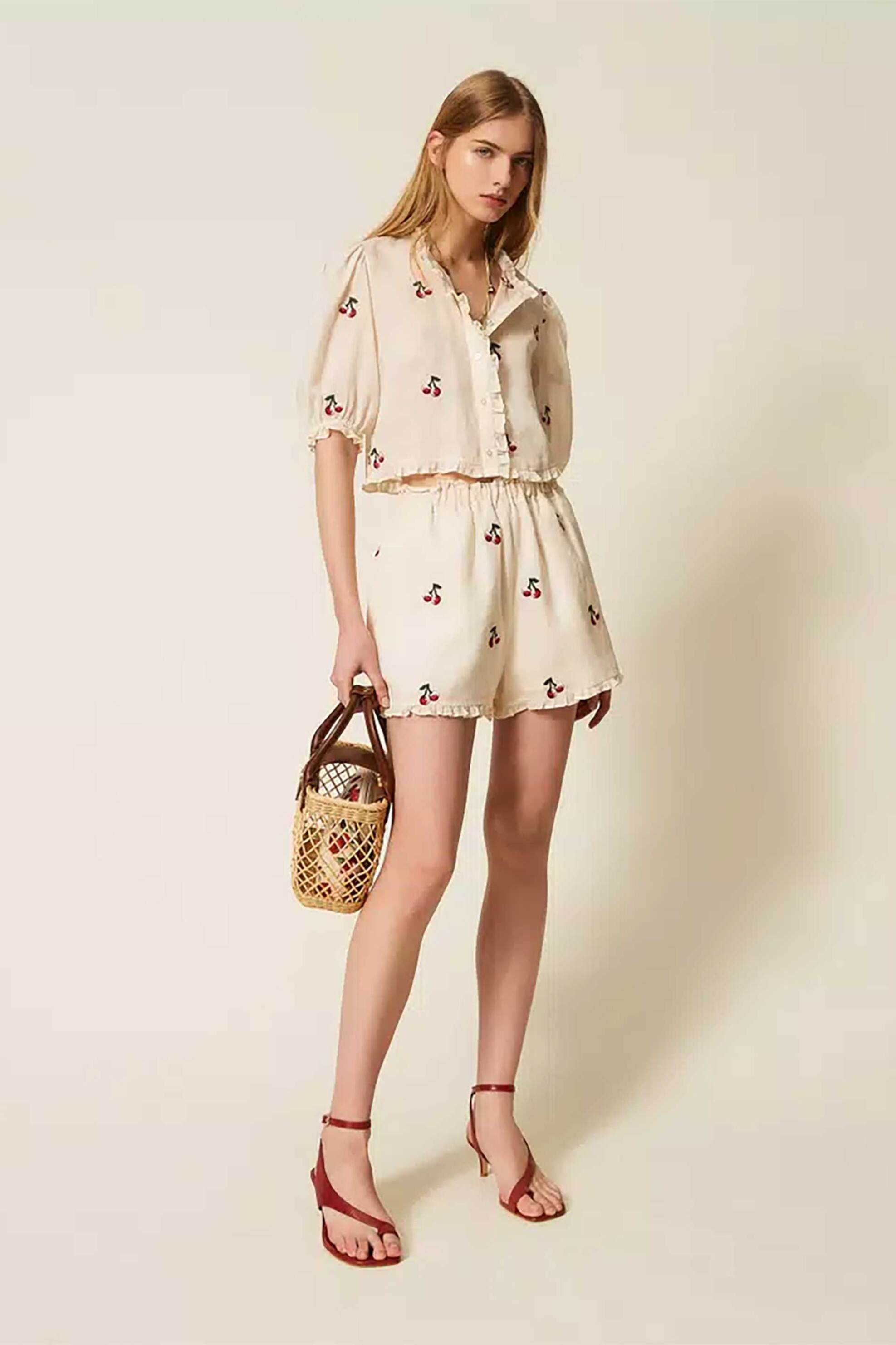 Twinset γυναικείο πουκάμισο με all-over print - 261TT2420 Κρέμ
