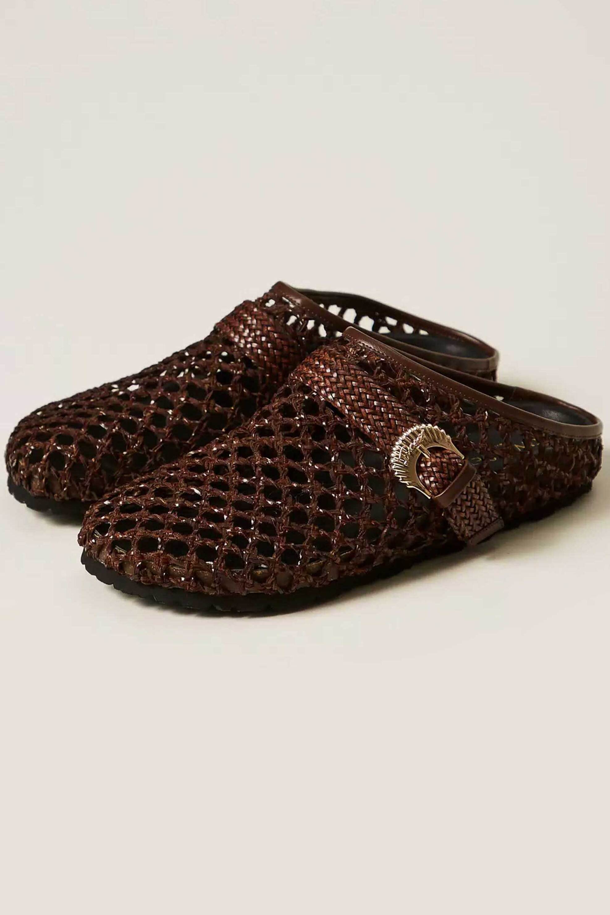 TWINSET Twinset γυναικεία mules με διακοσμητική αγκράφα - 261TGT036 Καφέ - 2