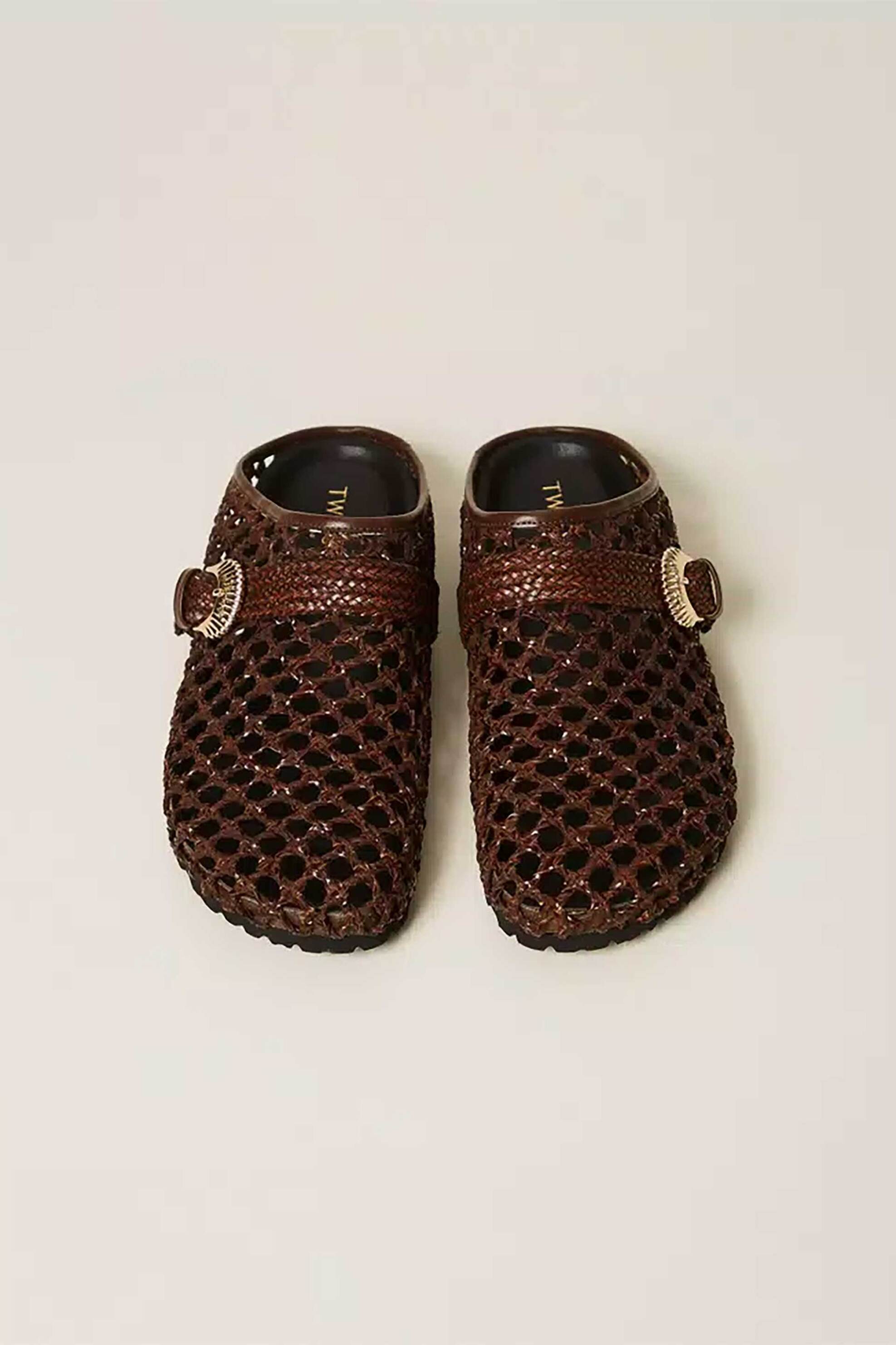 TWINSET Twinset γυναικεία mules με διακοσμητική αγκράφα - 261TGT036 Καφέ - 3