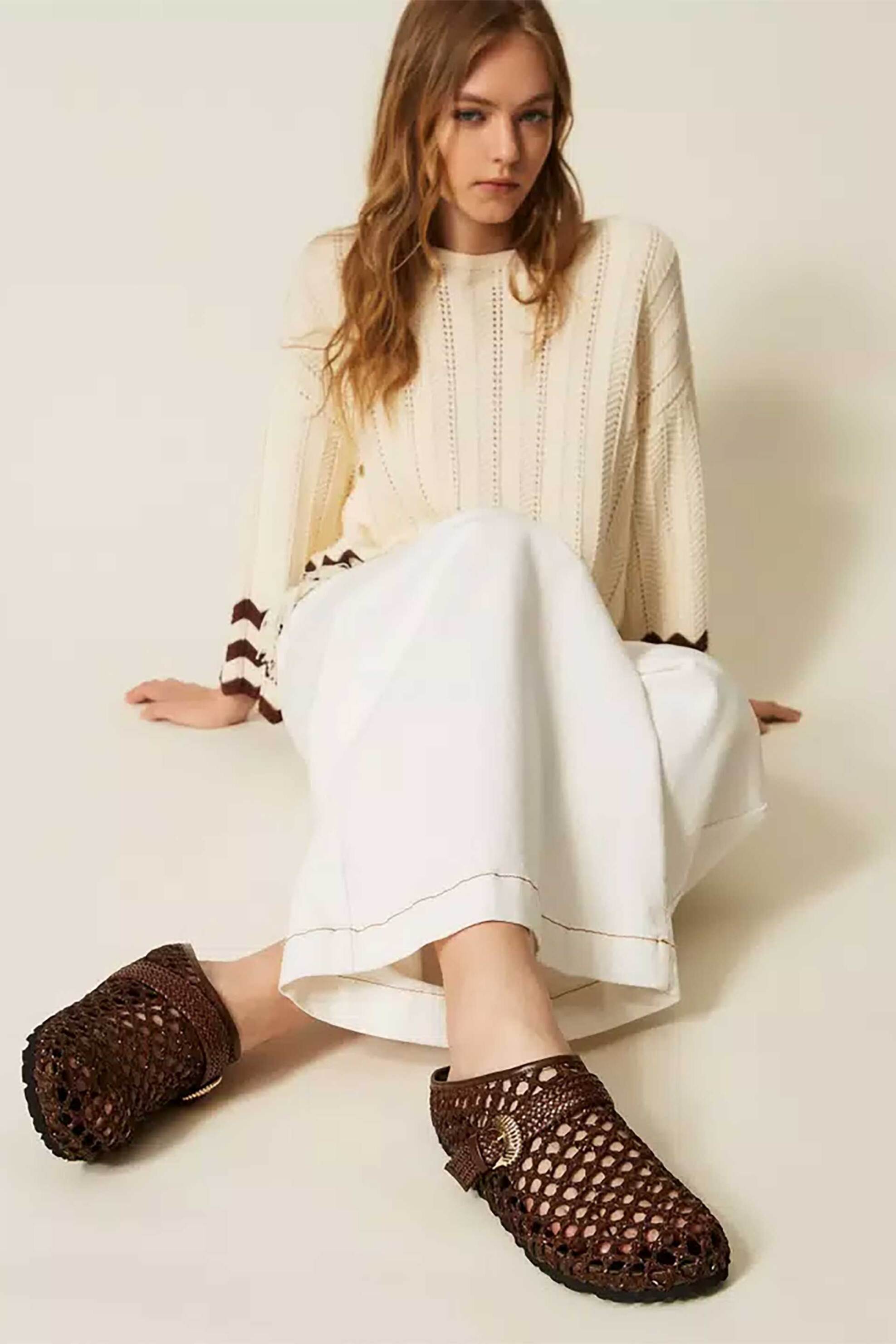 Twinset Γυναικεία Mules με Διακοσμητική Αγκράφα - 261Tgt036 Καφέ