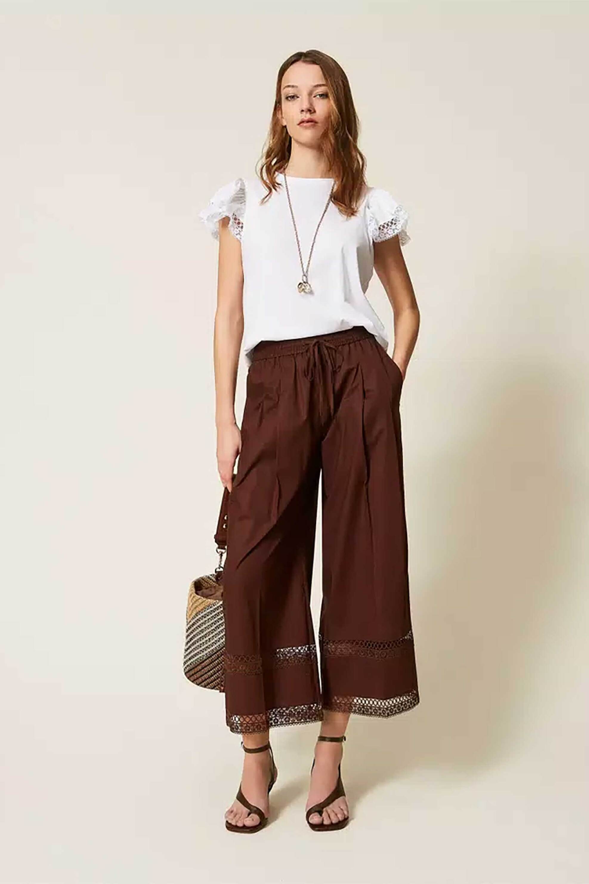 Twinset γυναικείο T-shirt με δαντέλα - 261TT2064 Λευκό