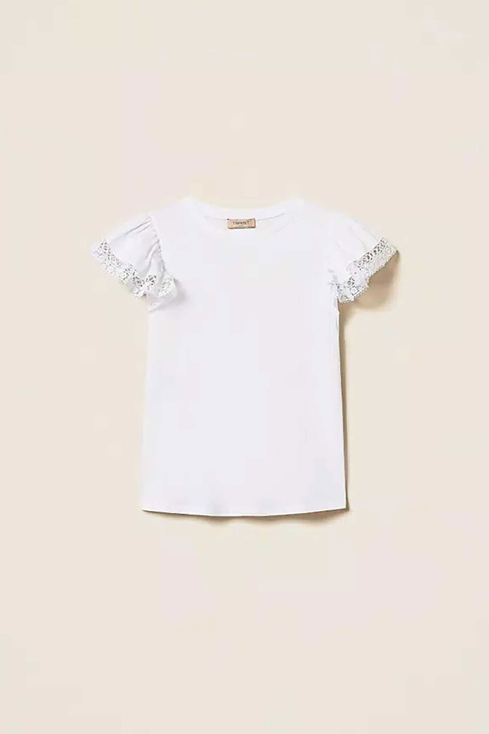 Twinset Γυναικείο T-Shirt με Δαντέλα - 261Tt2064 Λευκό