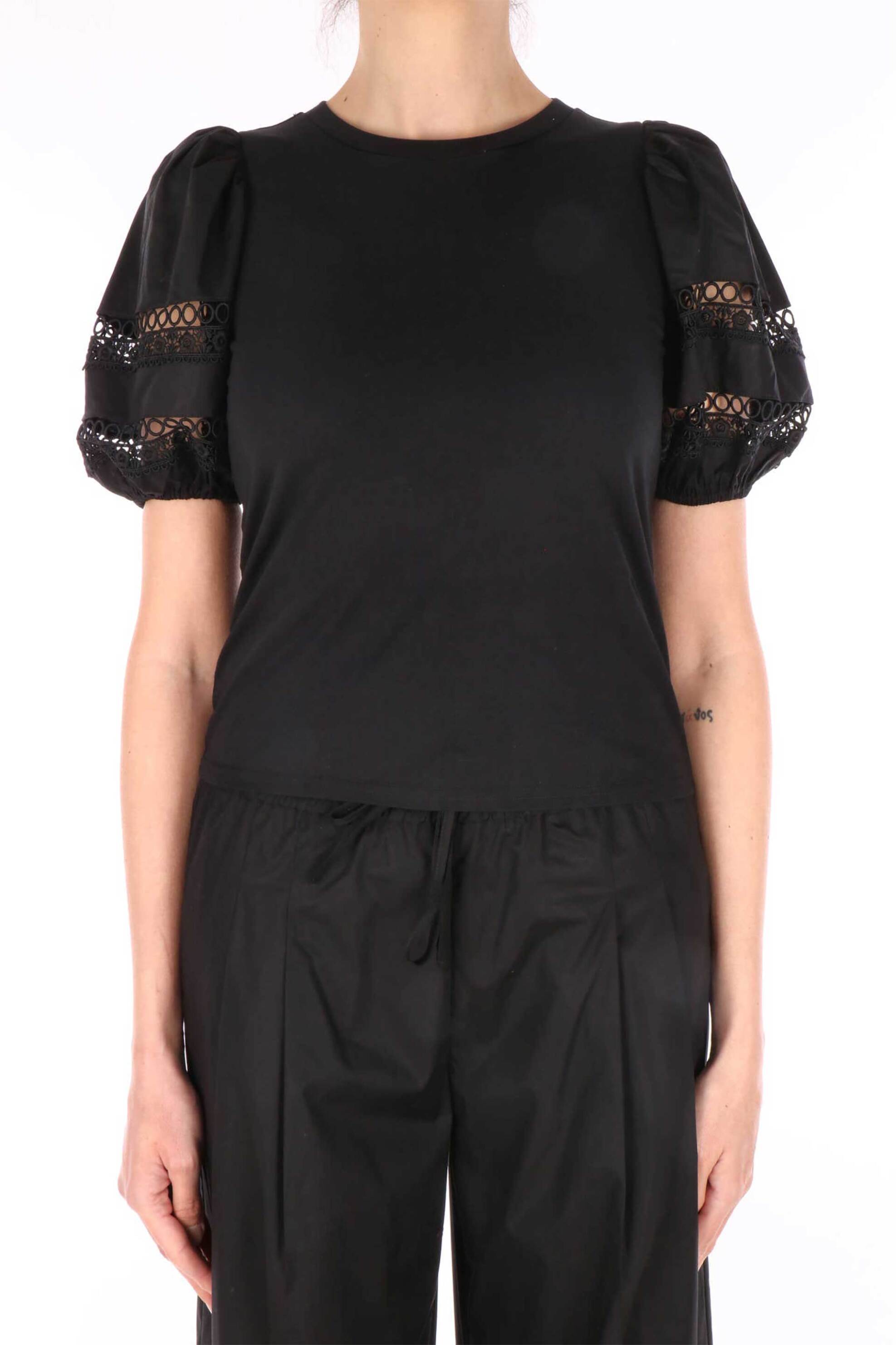 TWINSET Twinset γυναικείο T-shirt με δαντέλα - 261TT2260 Μαύρο
