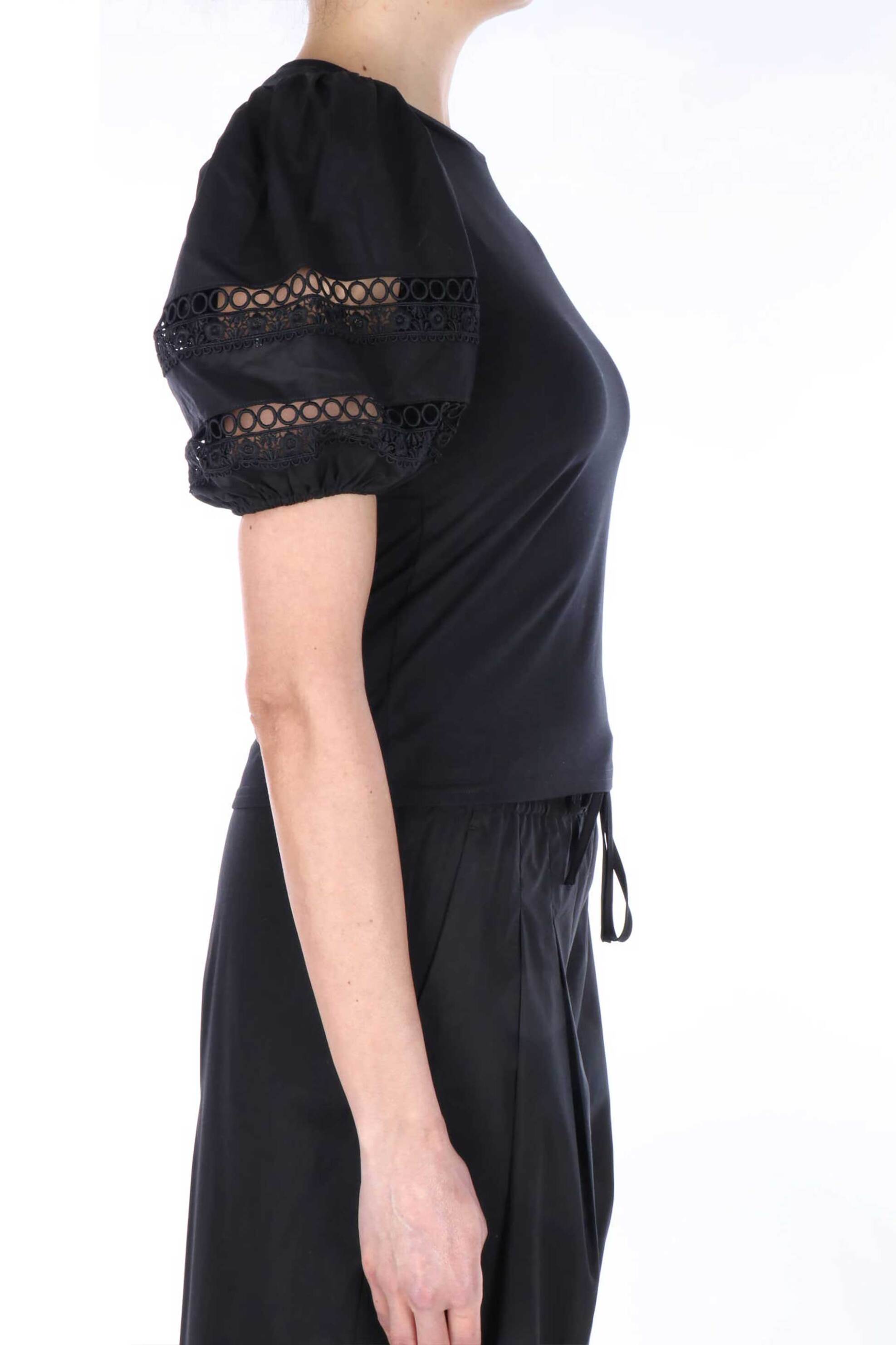 Twinset γυναικείο T-shirt με δαντέλα - 261TT2260 Μαύρο
