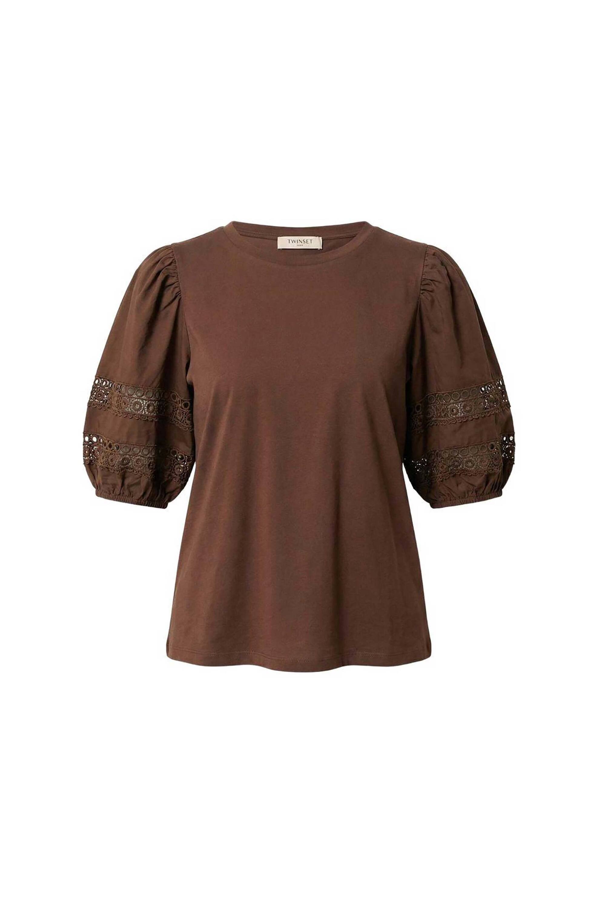 TWINSET Twinset γυναικείο T-shirt με δαντέλα - 261TT2260 Καφέ