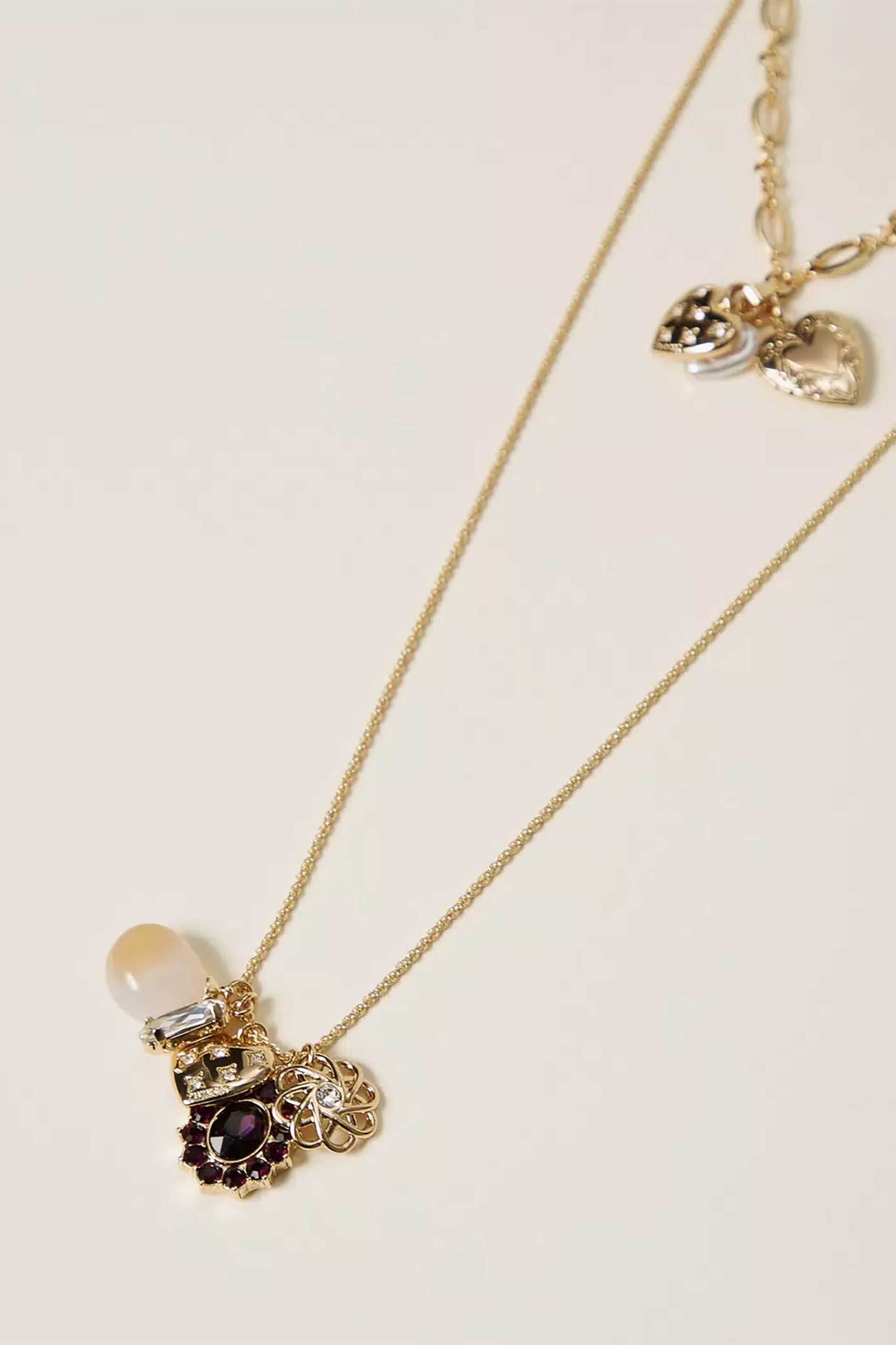 Twinset γυναικείο κολιέ με διπλή αλυσίδα και charms - 262TA4030 Χρυσό