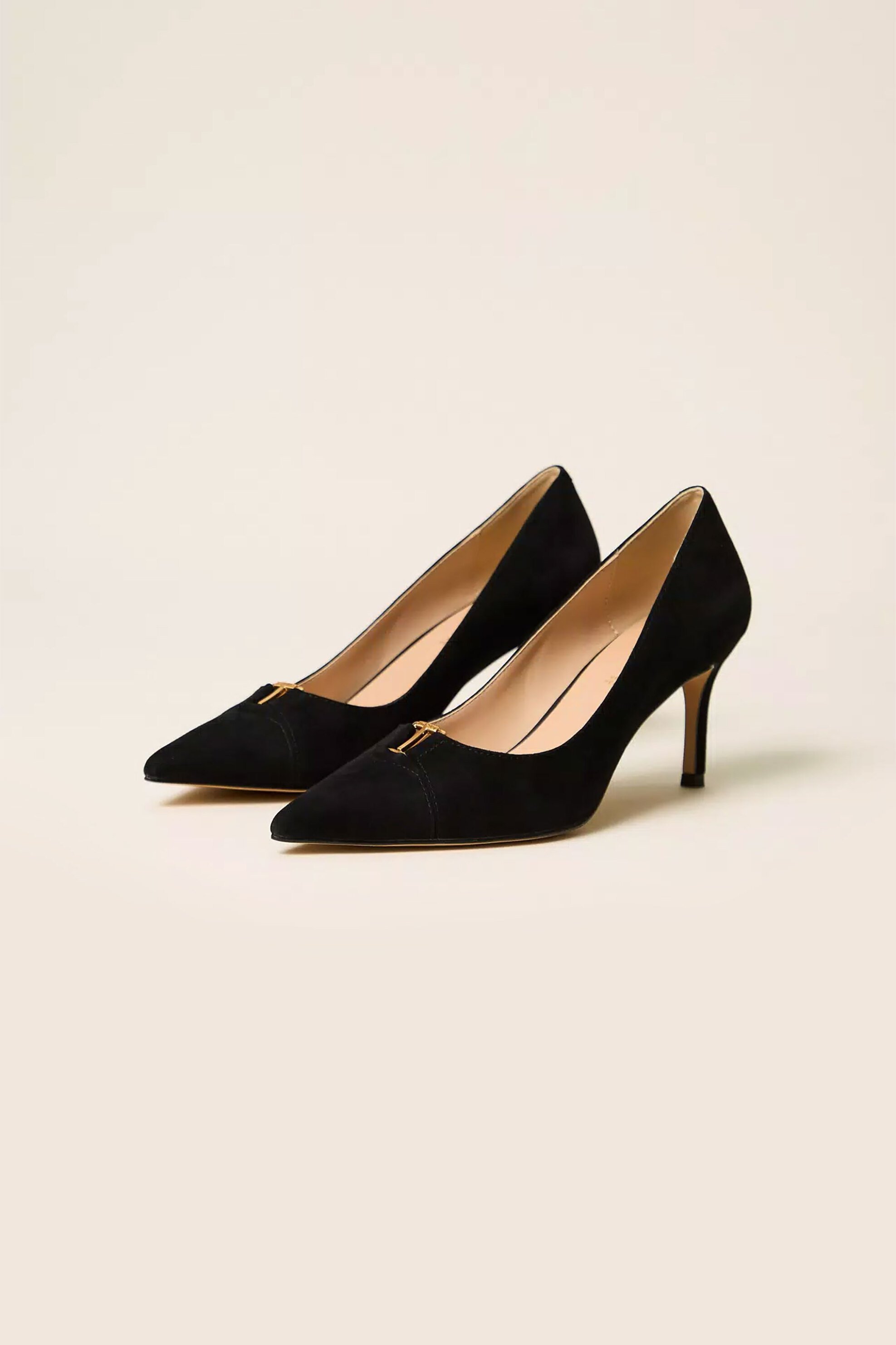 TWINSET Twinset γυναικείες γόβες suede με μεταλλική λεπτομέρεια - 262TCP014 Μαύρο - 2