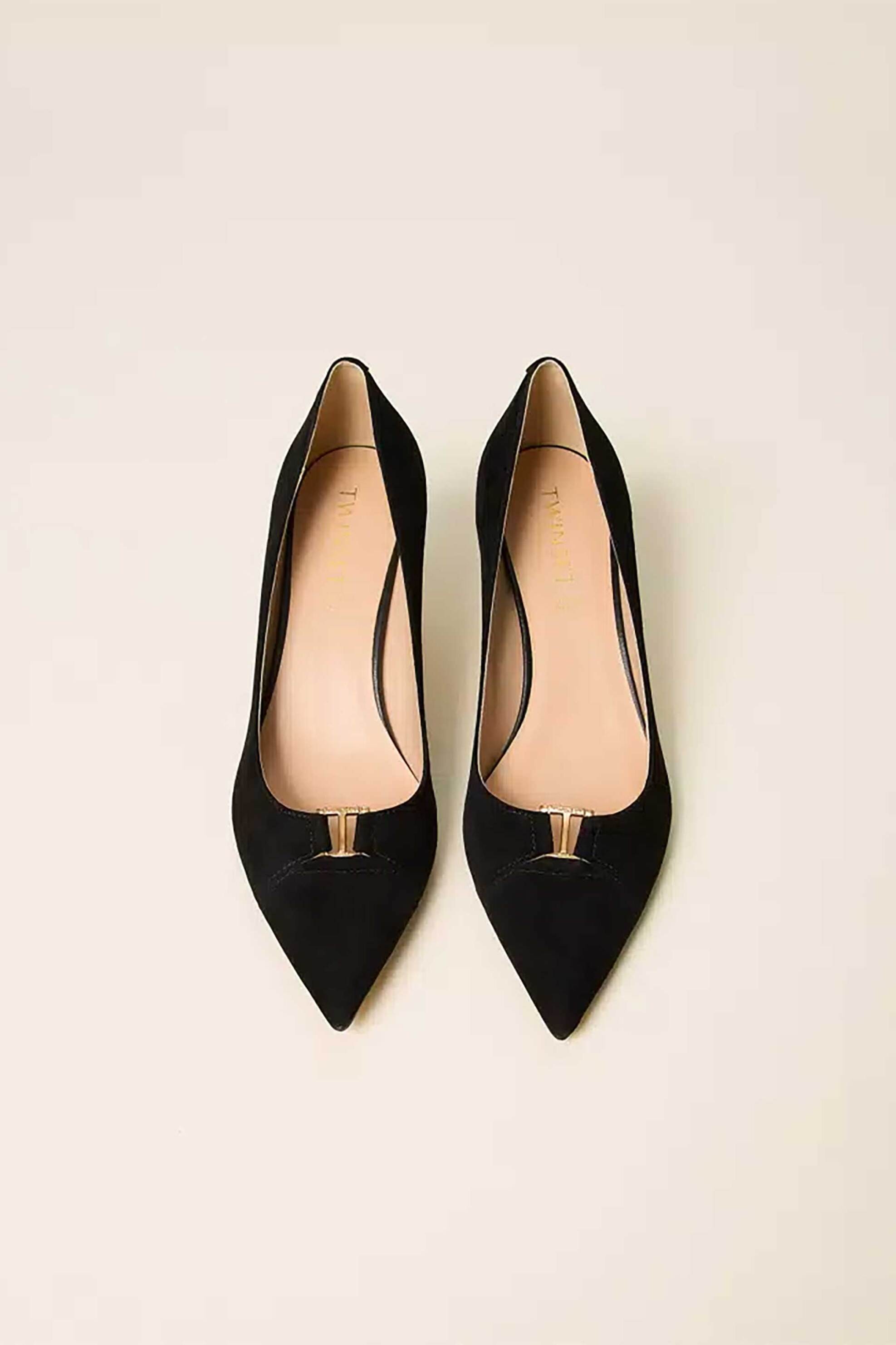 TWINSET Twinset γυναικείες γόβες suede με μεταλλική λεπτομέρεια - 262TCP014 Μαύρο - 3