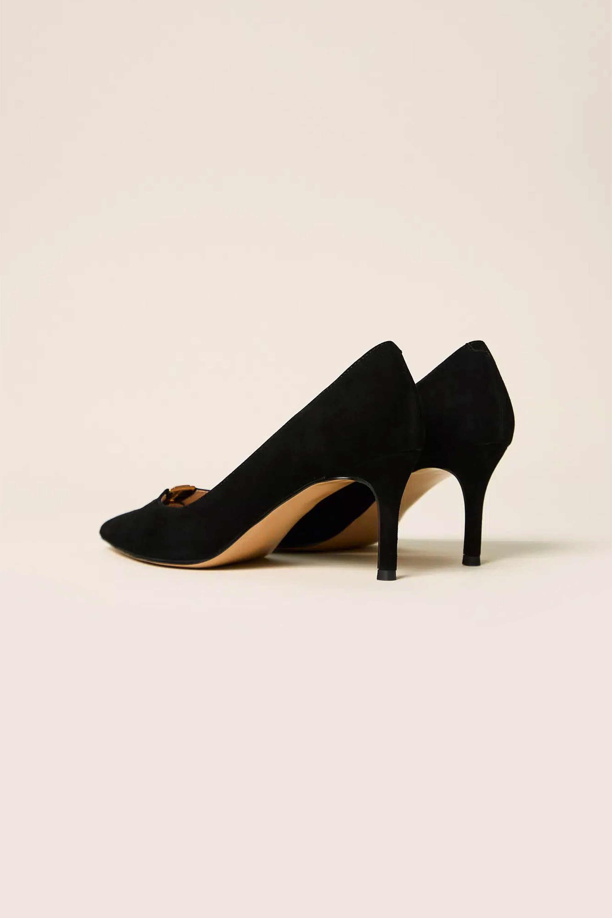 TWINSET Twinset γυναικείες γόβες suede με μεταλλική λεπτομέρεια - 262TCP014 Μαύρο - 4
