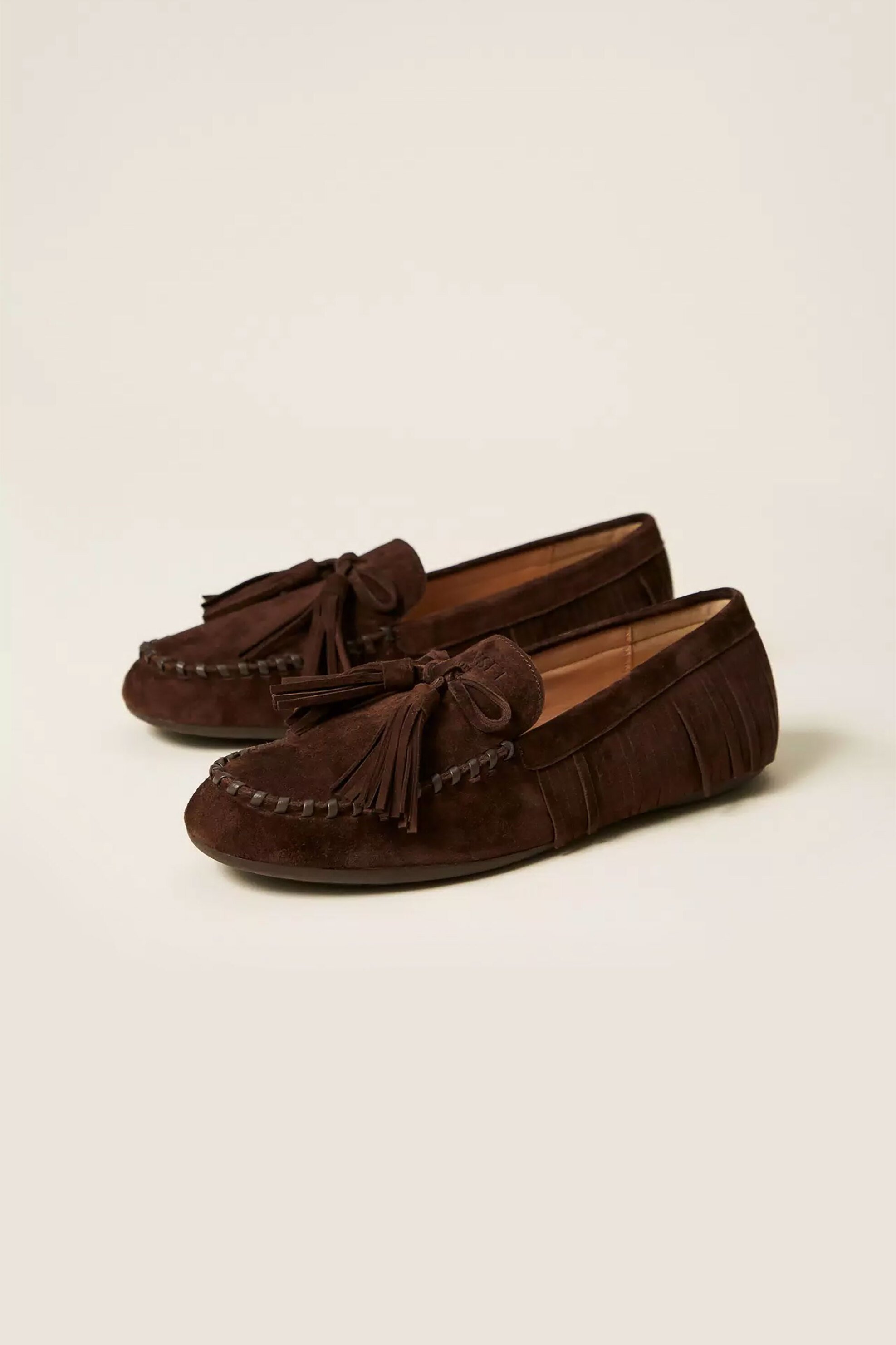 TWINSET Twinset γυναικεία μοκασίνια suede - 262TCP162 Καφέ - 2