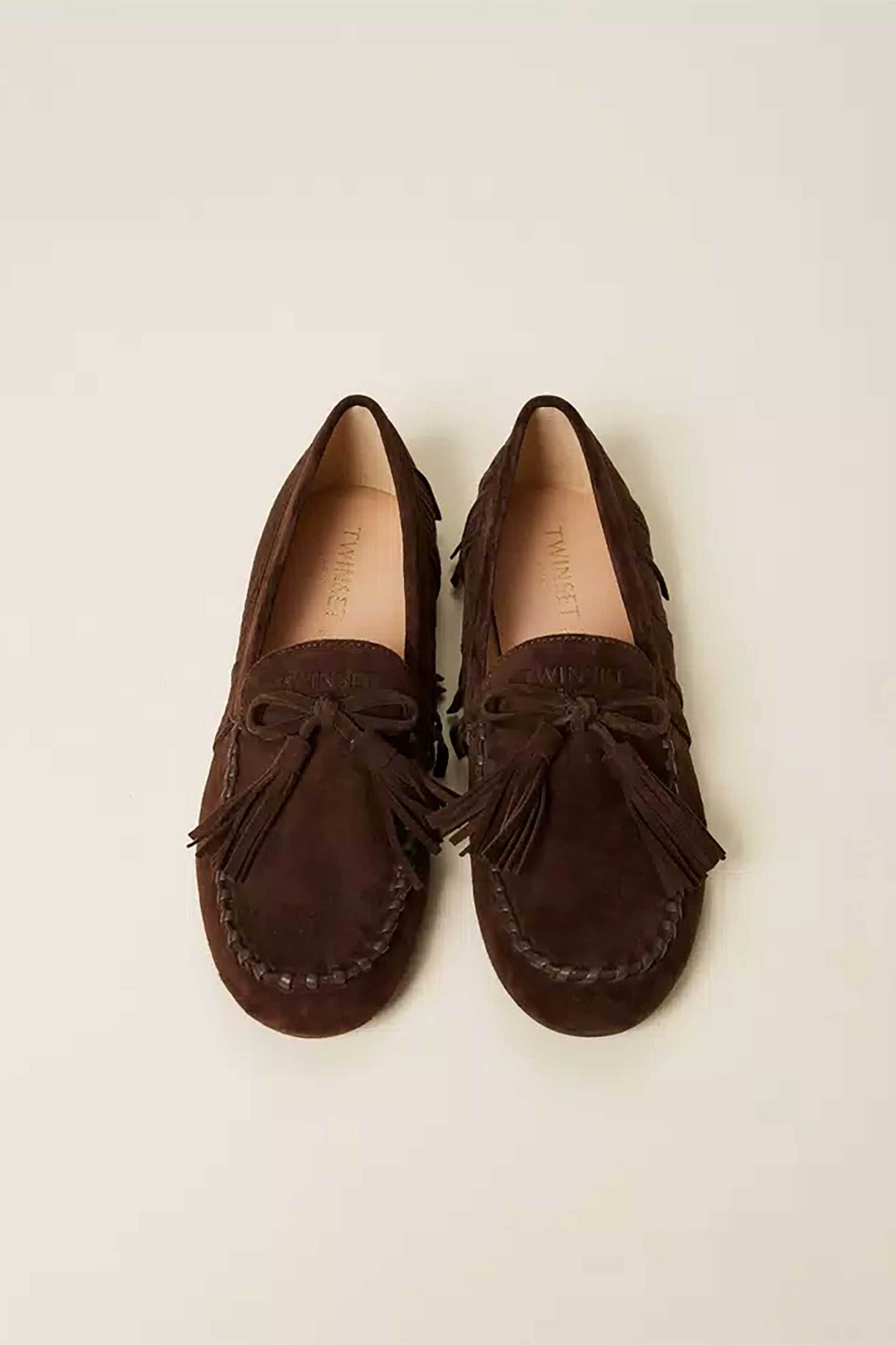 TWINSET Twinset γυναικεία μοκασίνια suede - 262TCP162 Καφέ - 4