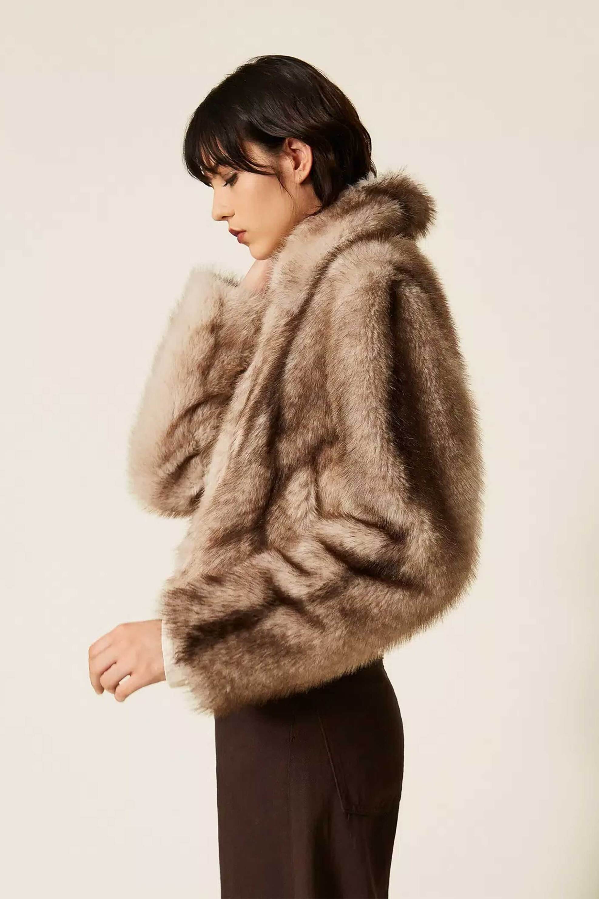 TWINSET Twinset γυναικείο faux fur jacket - 262TP2240 Καφέ - 4