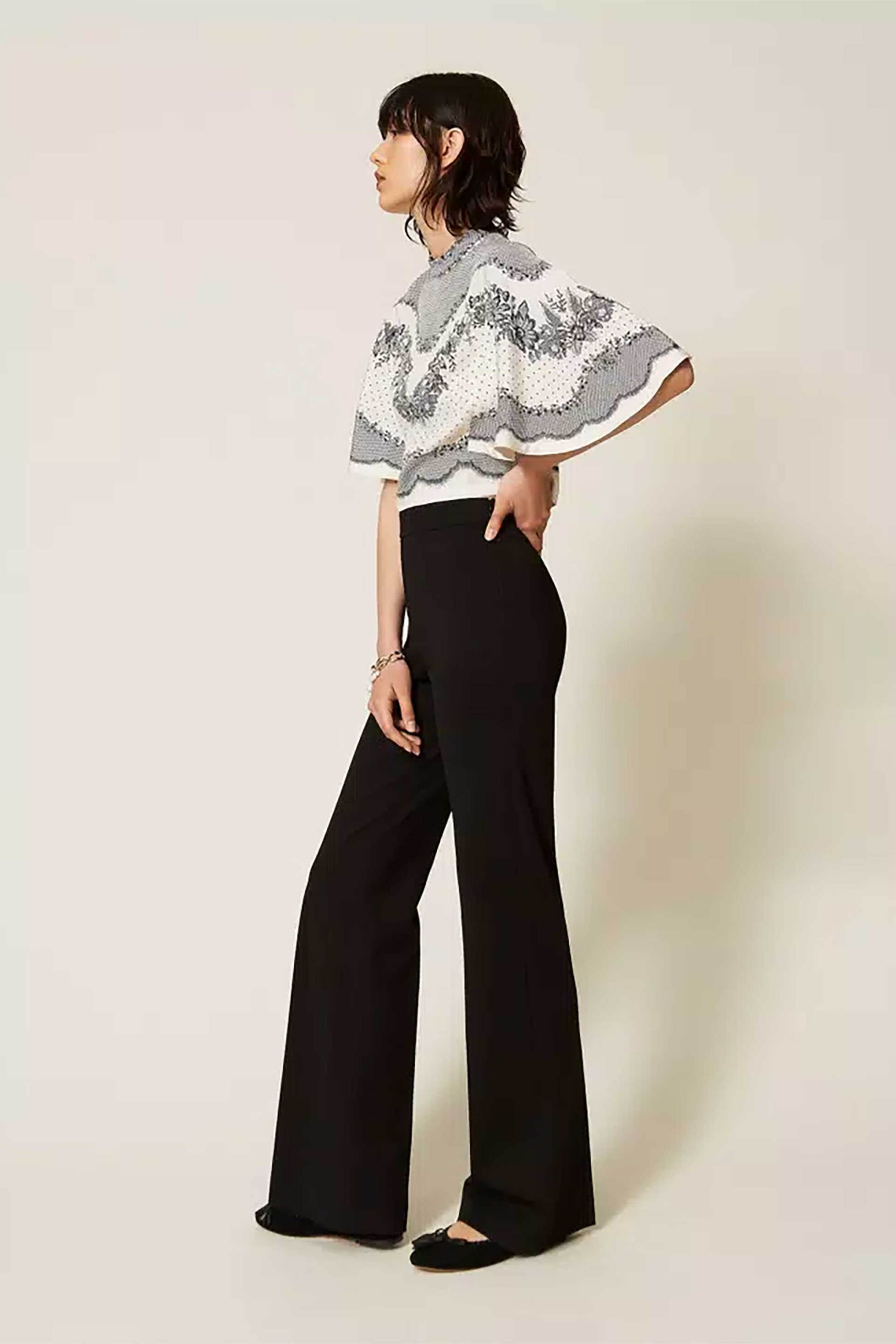 TWINSET Twinset γυναικείο παντελόνι flared ψηλόμεσο - 262TP2373 Μαύρο - 3