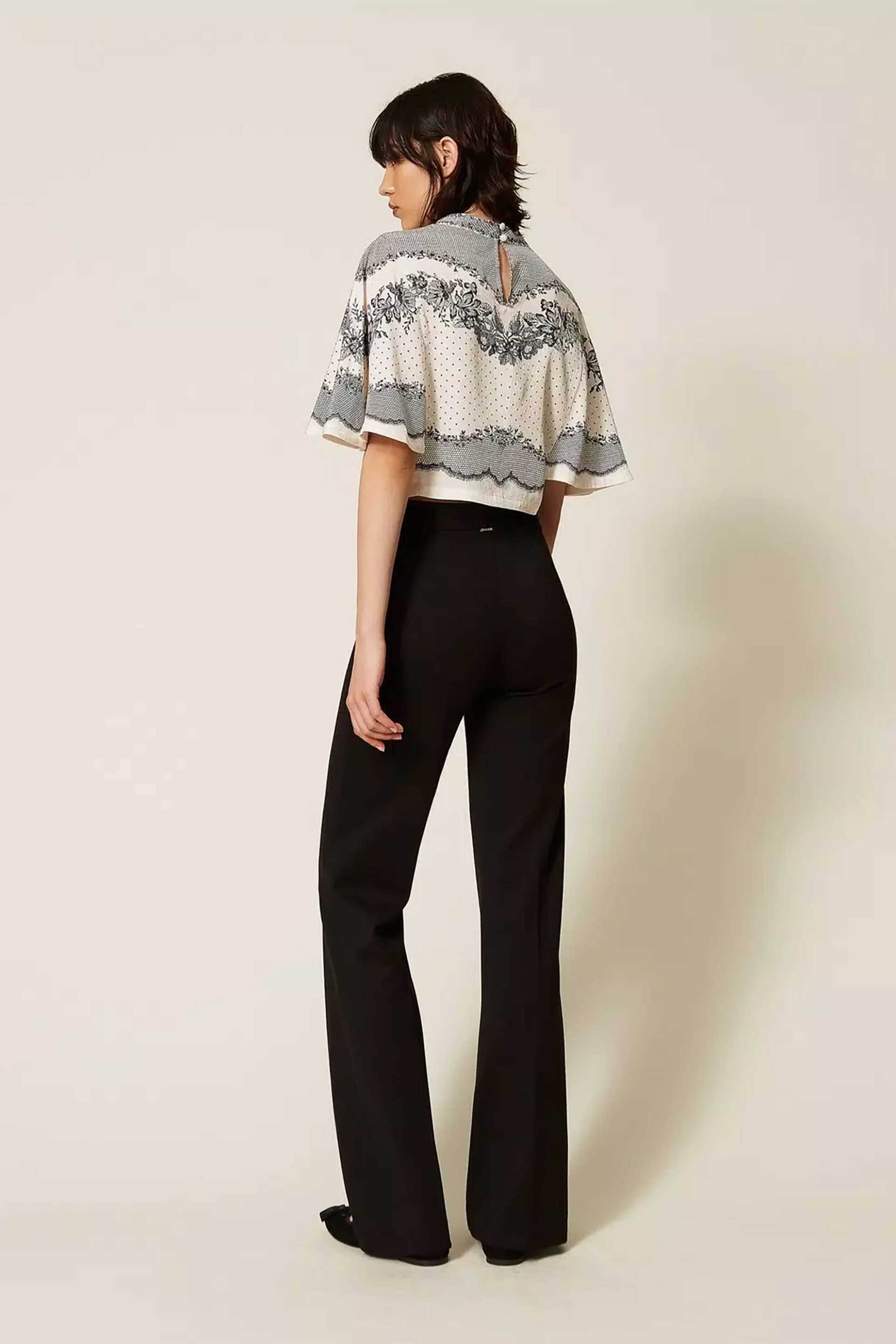 TWINSET Twinset γυναικείο παντελόνι flared ψηλόμεσο - 262TP2373 Μαύρο - 4