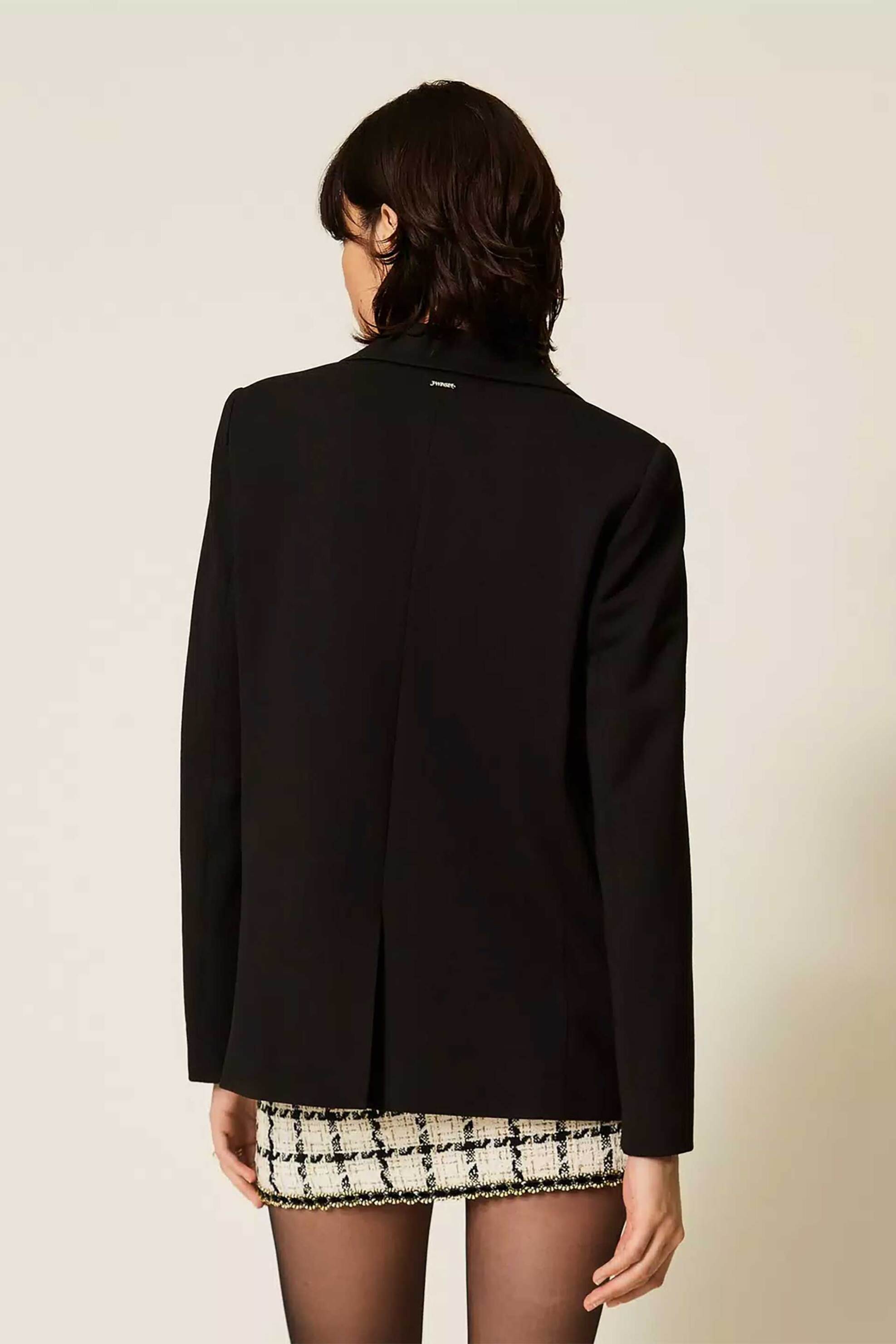TWINSET Twinset γυναικείο σακάκι με κέντημα στο γιακά - 262TP2675 Μαύρο - 4