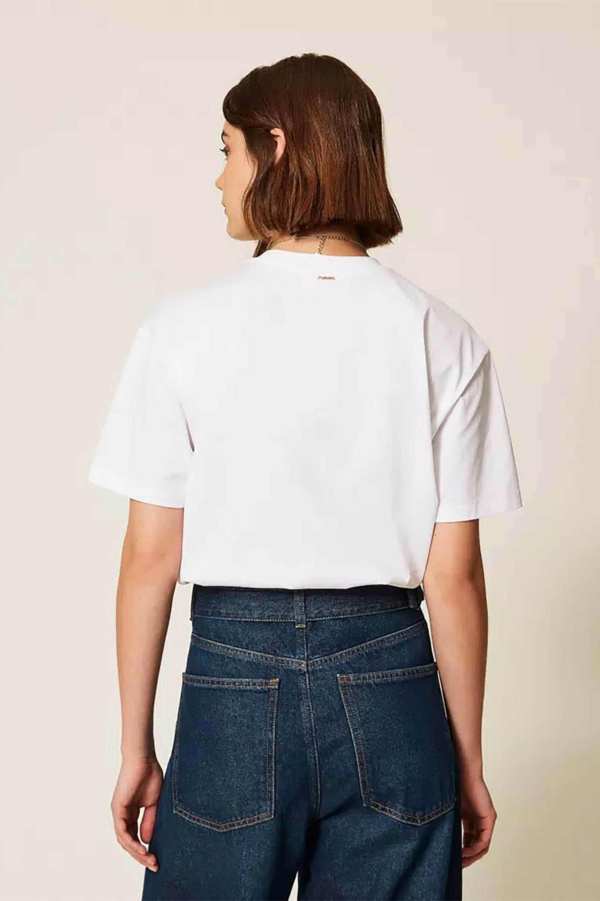 Twinset Γυναικείο T-Shirt με Δαντέλα - 262Tp2760 Λευκό