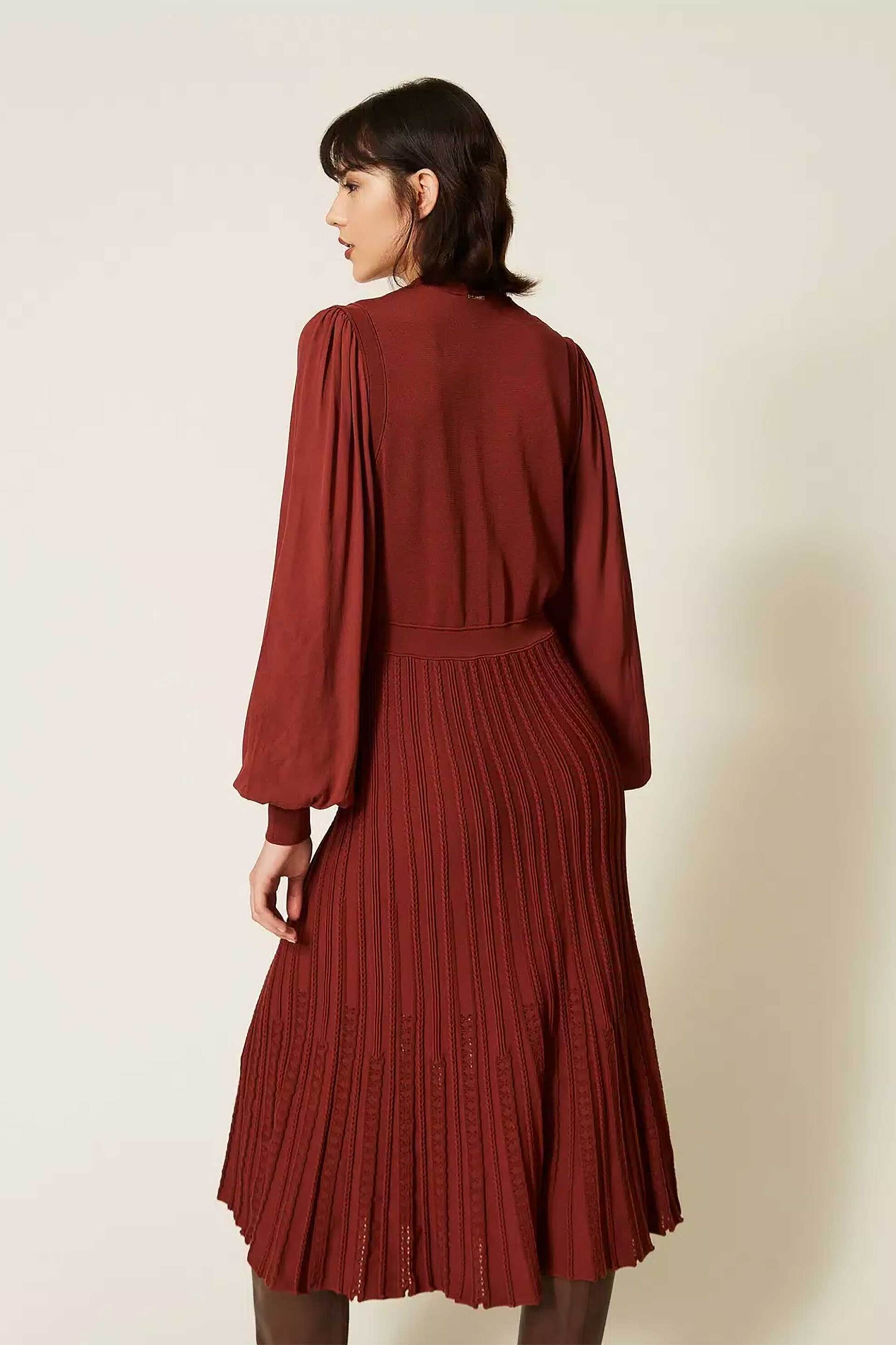TWINSET Twinset γυναικείο midi φόρεμα πλεκτό - 262TP3082 Μπορντό - 4