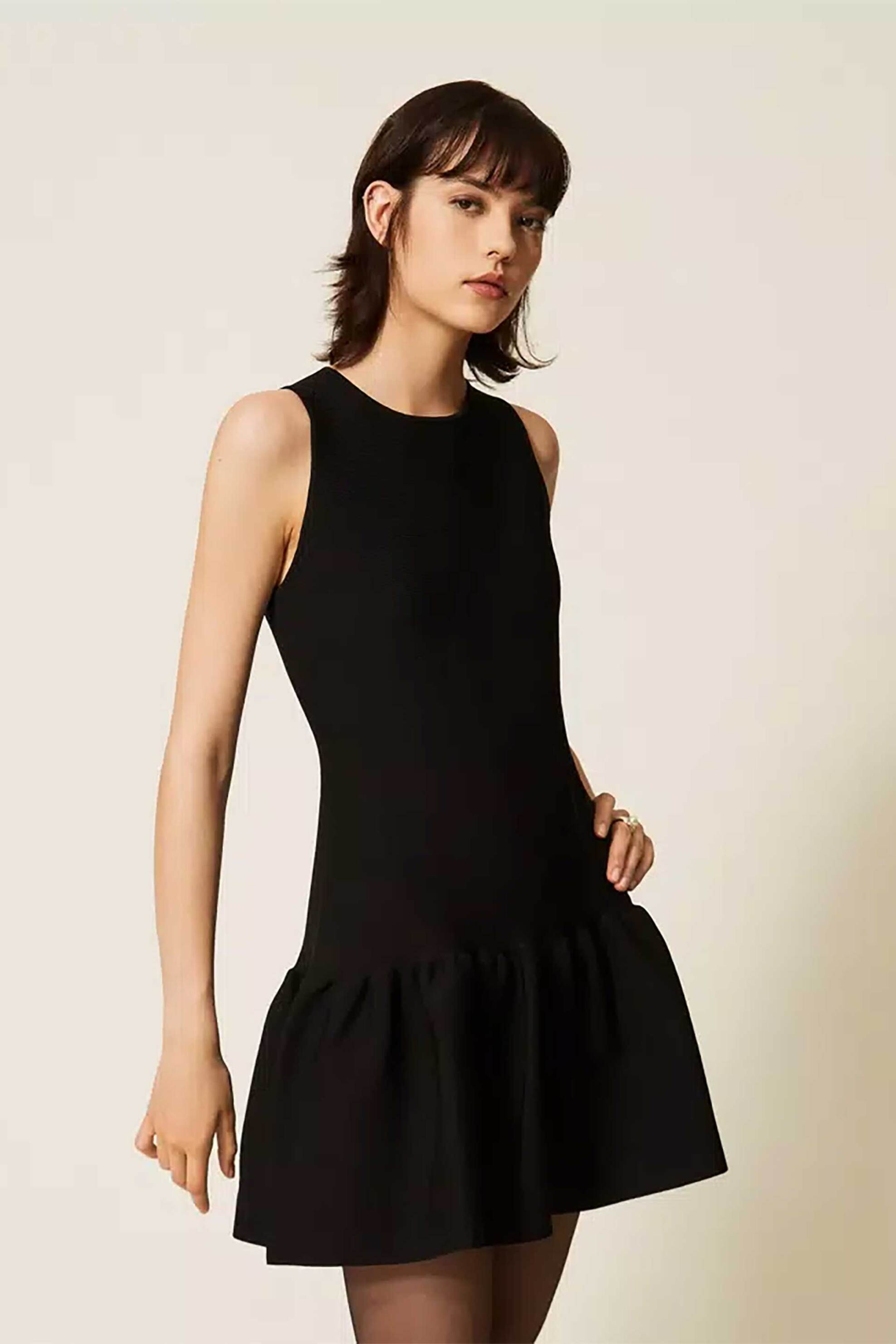 Twinset γυναικείο mini φόρεμα με βολάν στο κάτω μέρος - 262TP3144 Μαύρο